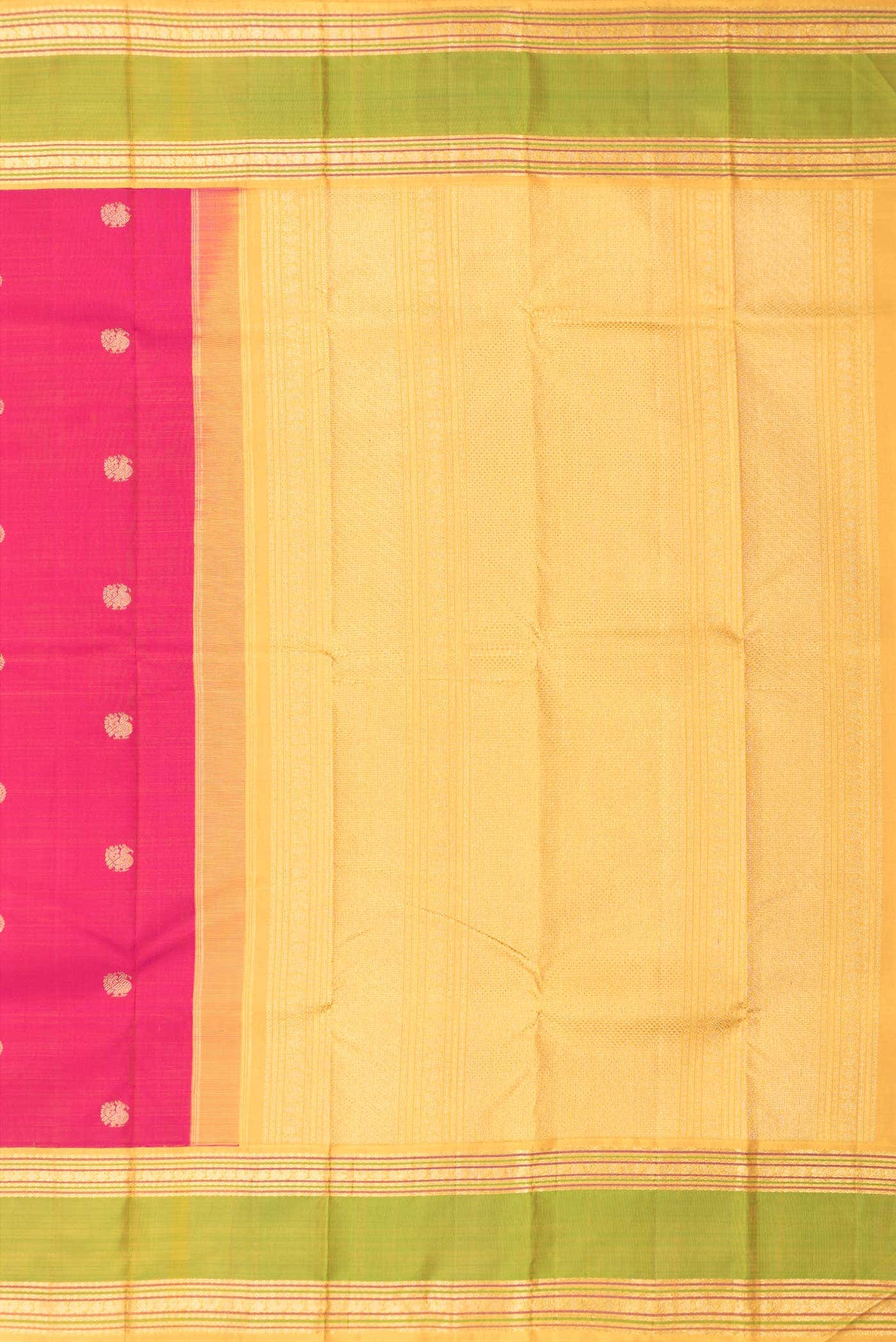 Pure Silk Pure Zari Black and Orange Dual Tone Kanchipuram Saree