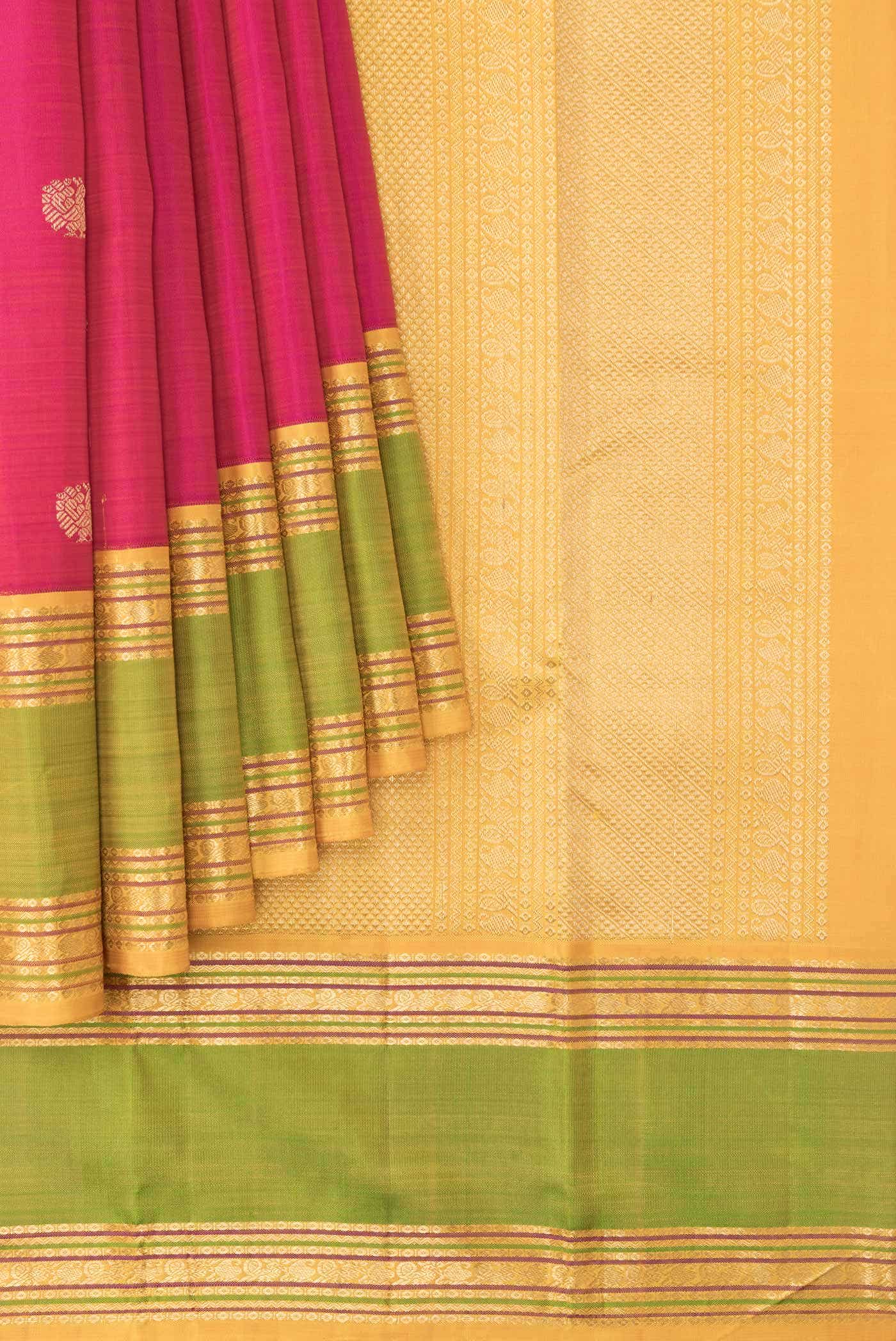 Pure Silk Pure Zari Black and Orange Dual Tone Kanchipuram Saree