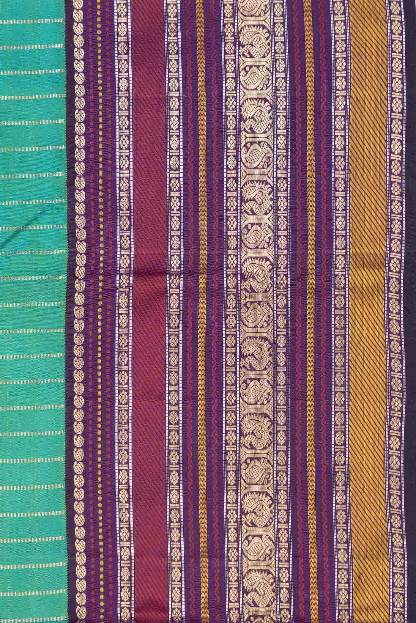 Pure Silk Pure Zari Blue with Green Color Kanchipuram Saree