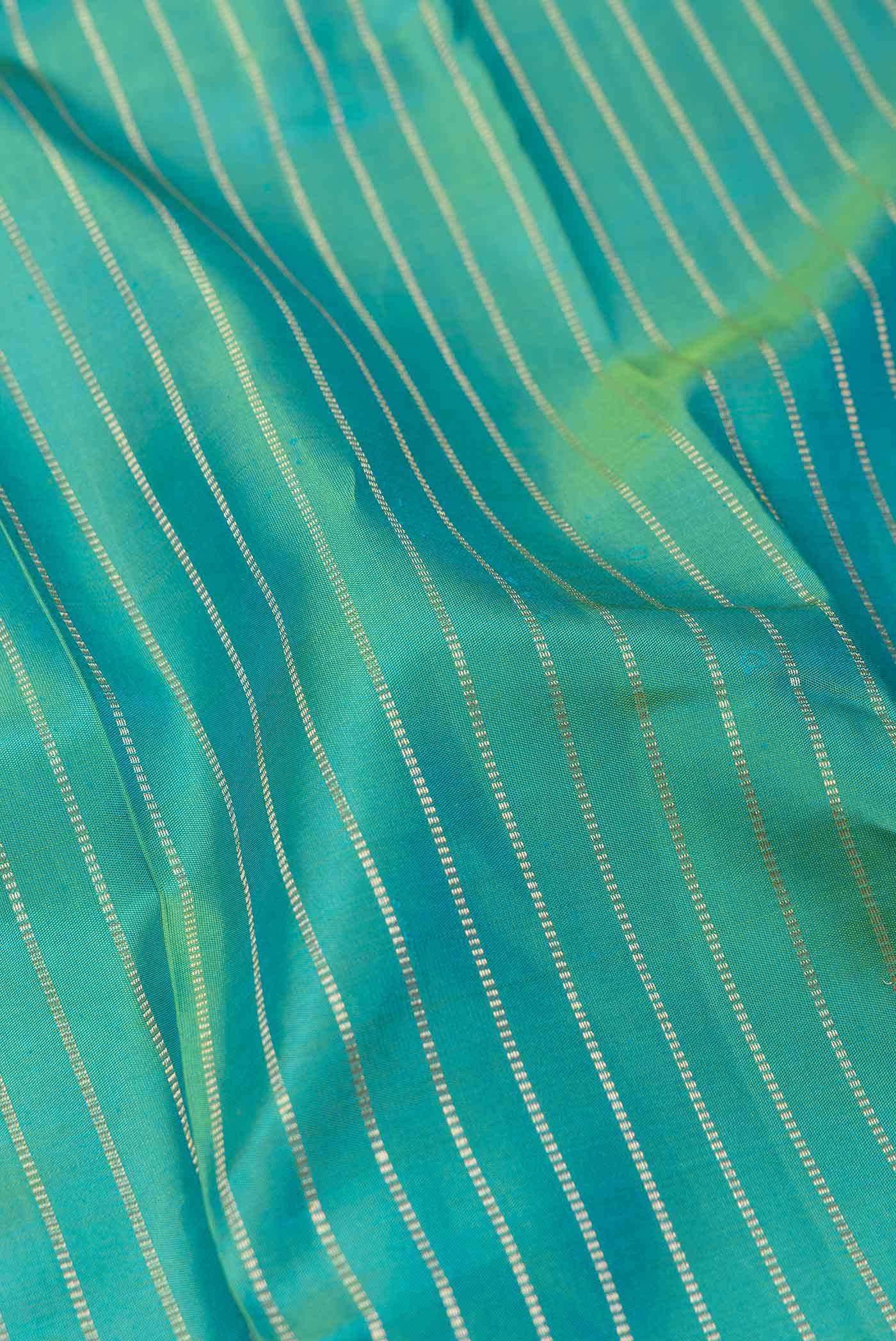 Pure Silk Pure Zari Green Dual Tone Kanchipuram Saree