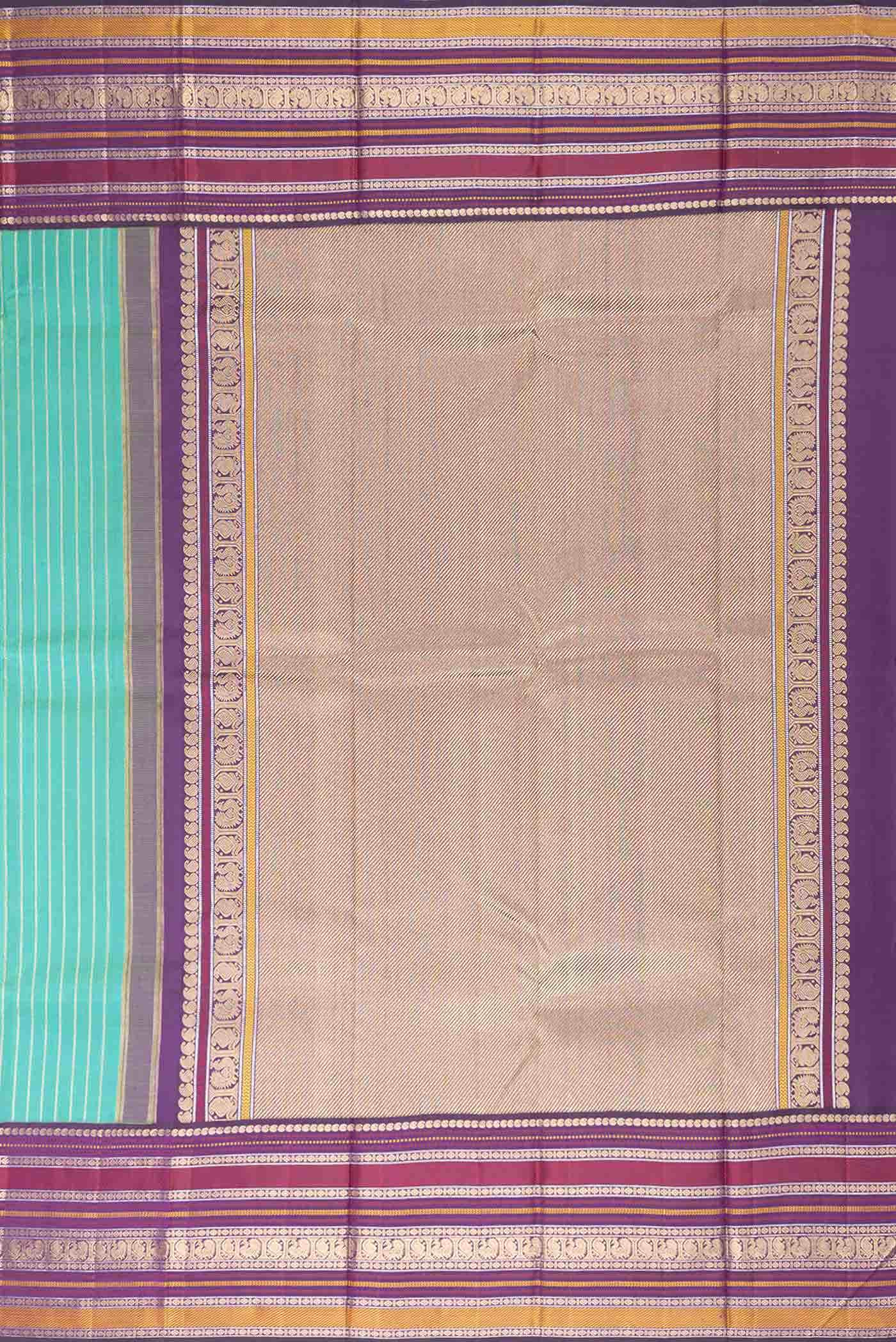 Pure Silk Pure Zari Green Dual Tone Kanchipuram Saree