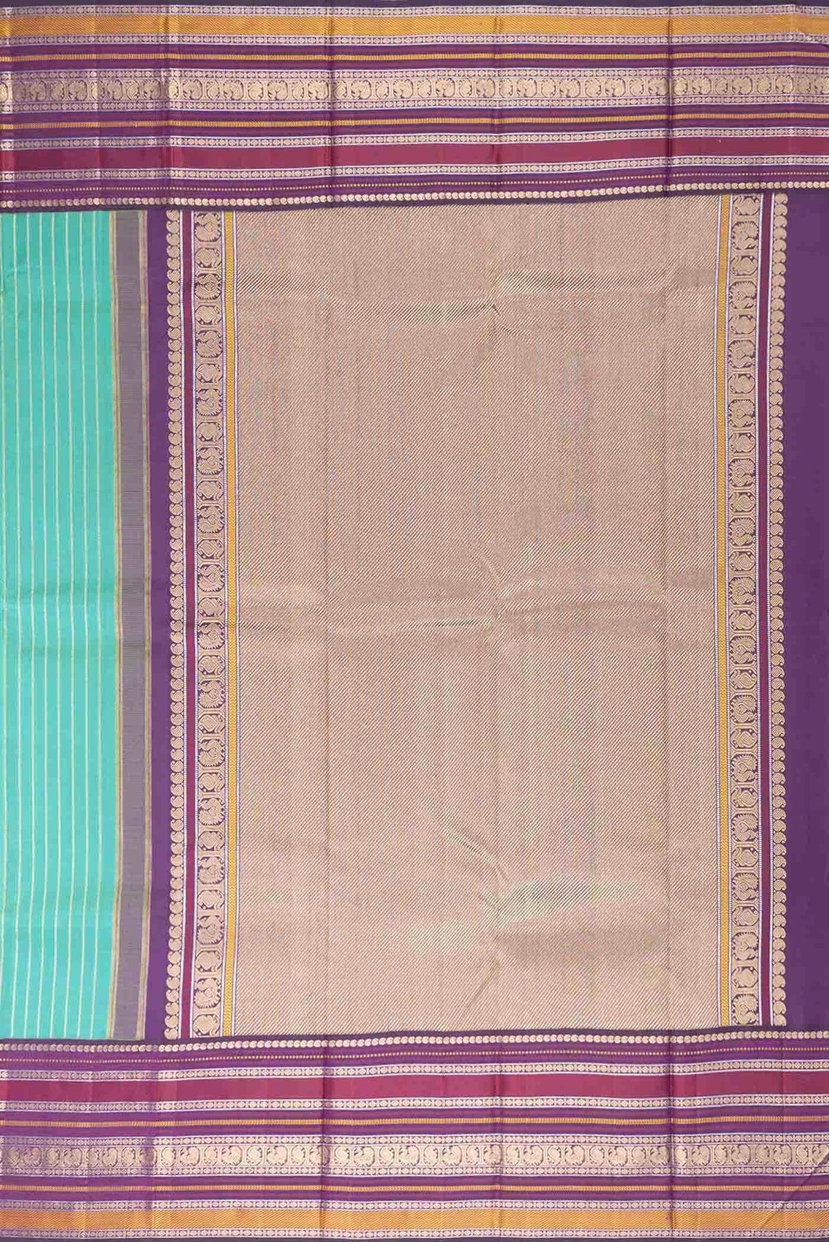 Pure Silk Pure Zari Blue with Green Color Kanchipuram Saree