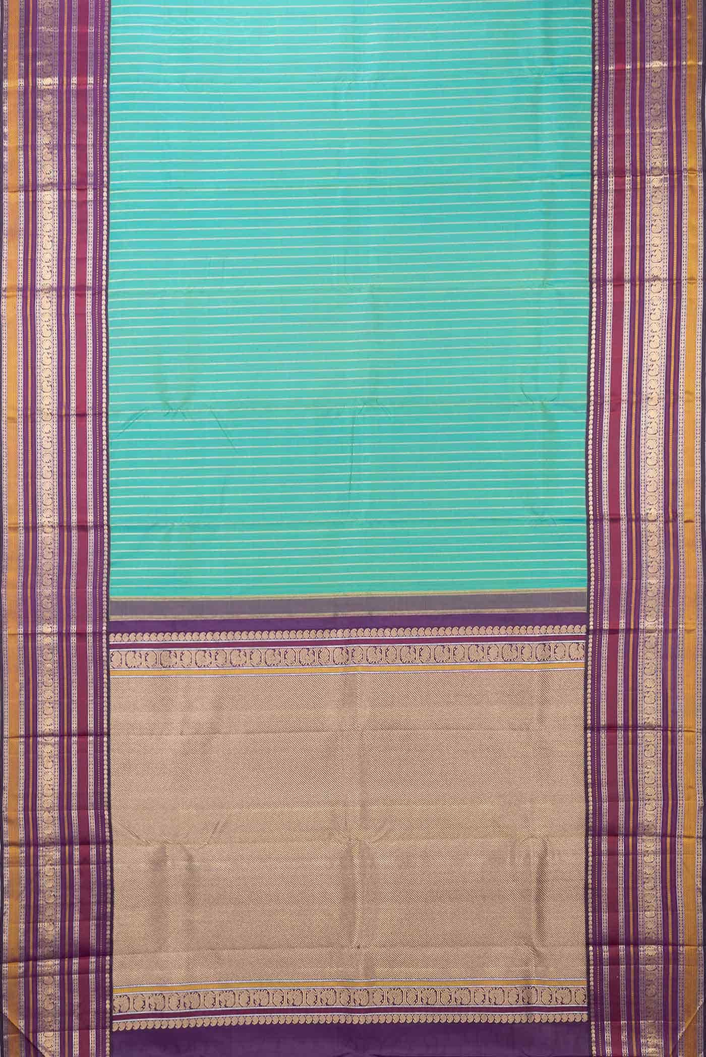 Pure Silk Pure Zari Blue with Green Color Kanchipuram Saree
