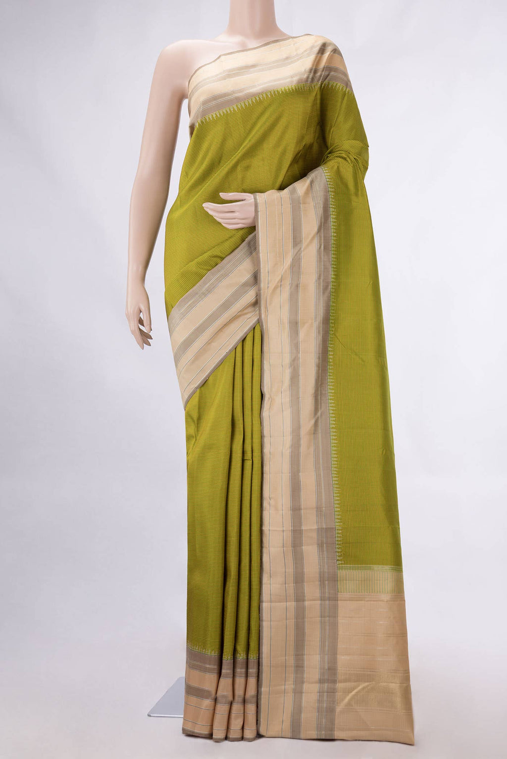 Pure Silk Pure Zari Green Dual Tone Kanchipuram Saree