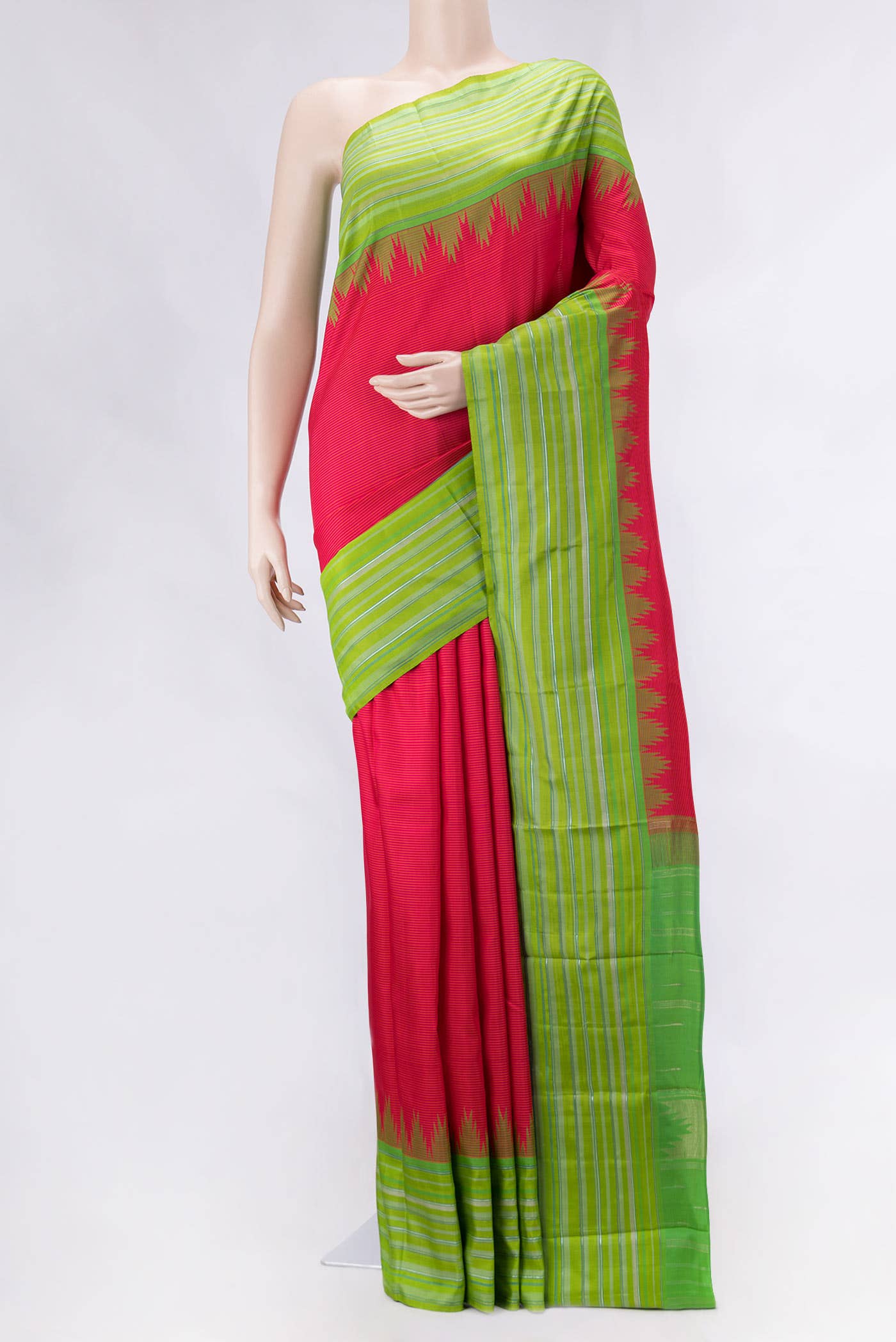 Pure Silk Pure Zari Pink Dual Tone Kanchipuram Saree