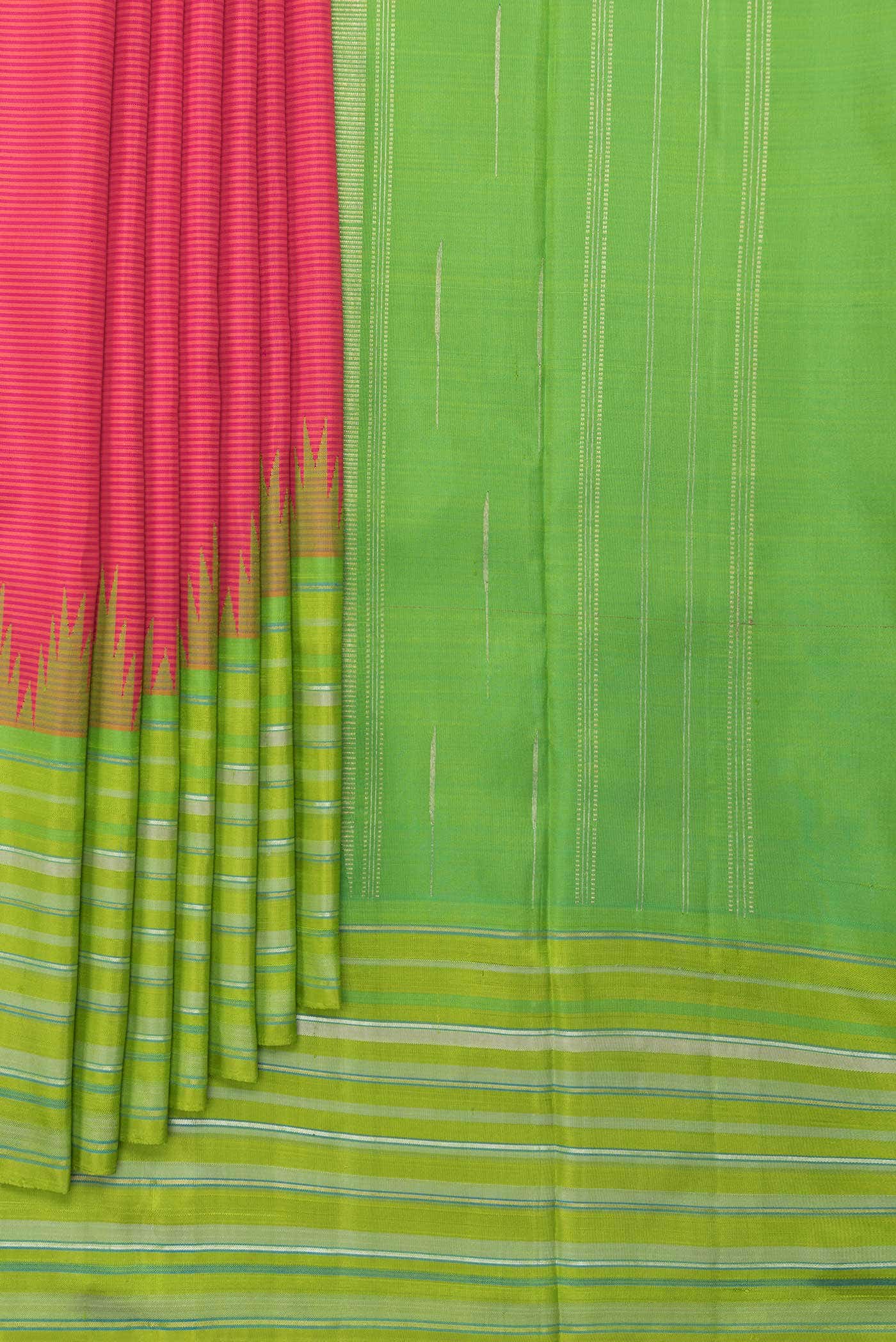 Pure Silk Pure Zari Pink Dual Tone Kanchipuram Saree