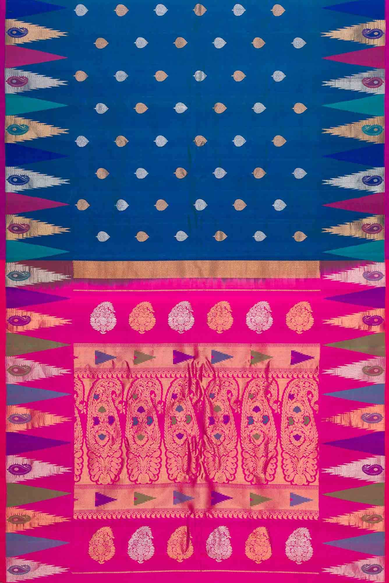Peacock Blue Dual Tone Gadwal Silk Saree