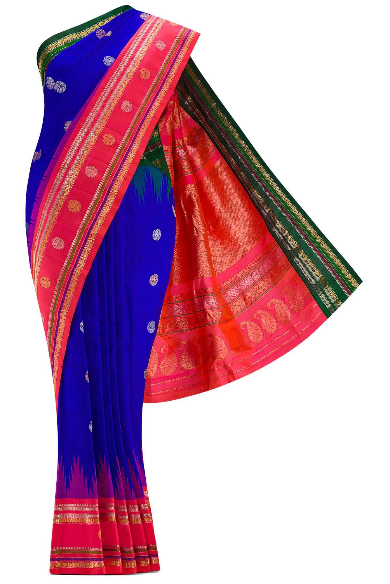 Royal Blue Dual Tone Gadwal Silk Saree