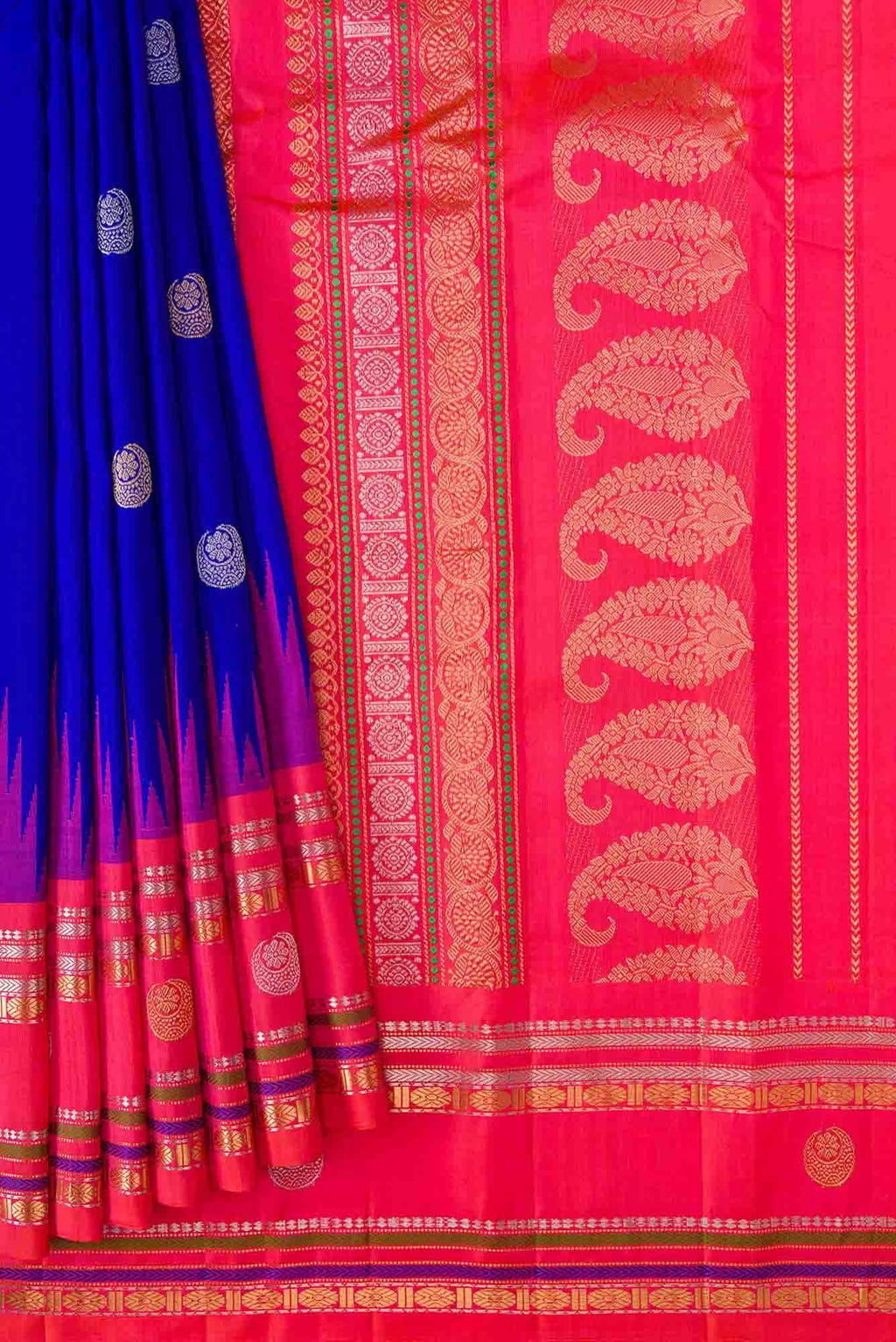 Royal Blue Dual Tone Gadwal Silk Saree