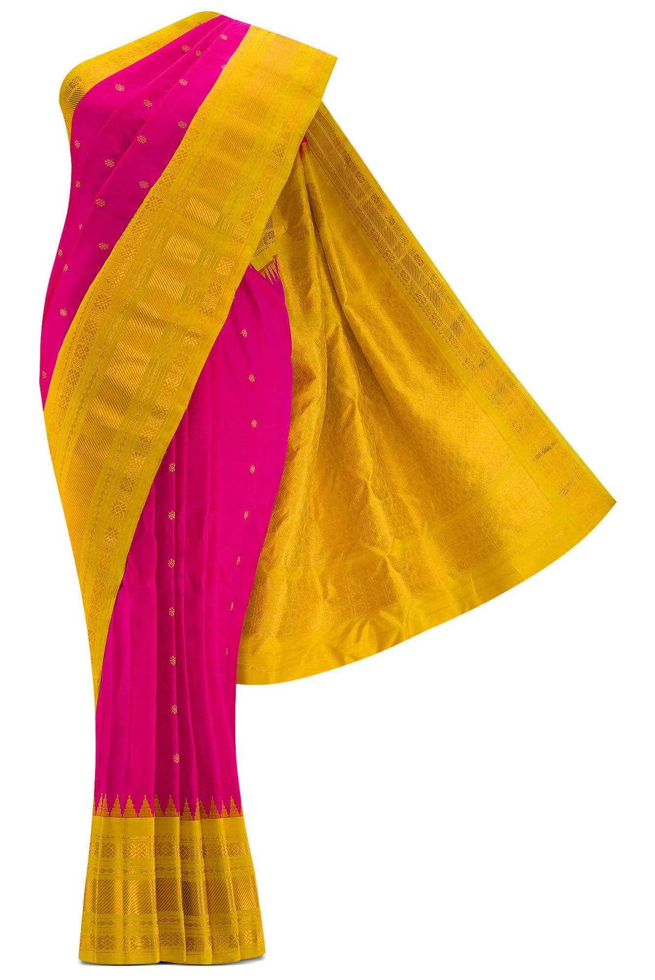 Pink Dual Tone Gadwal Silk Saree