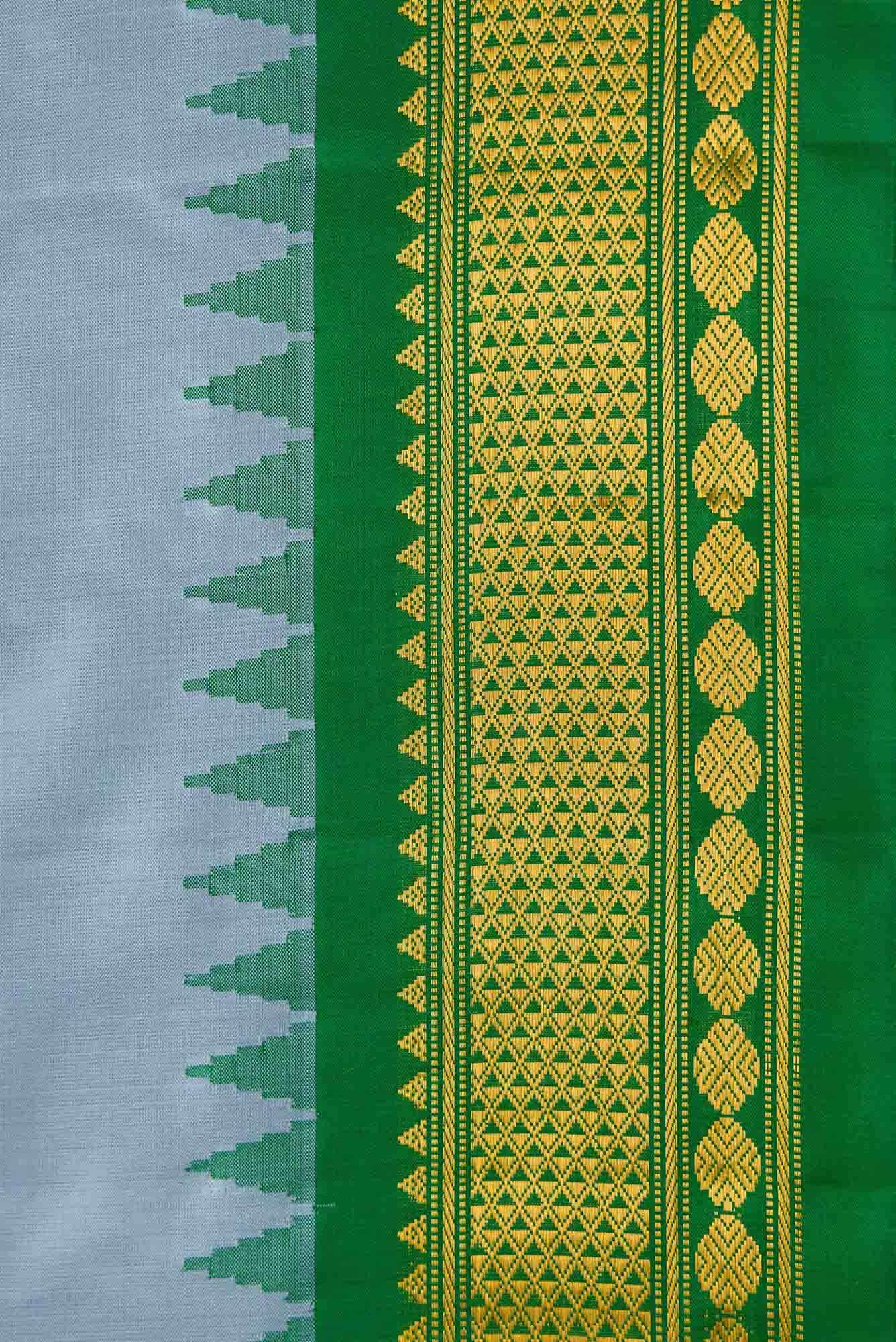 Grey Dual Tone Gadwal Silk Saree