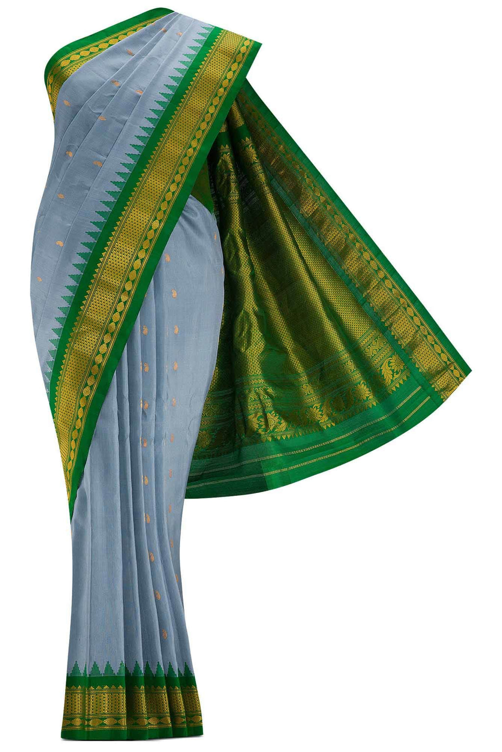 Grey Dual Tone Gadwal Silk Saree