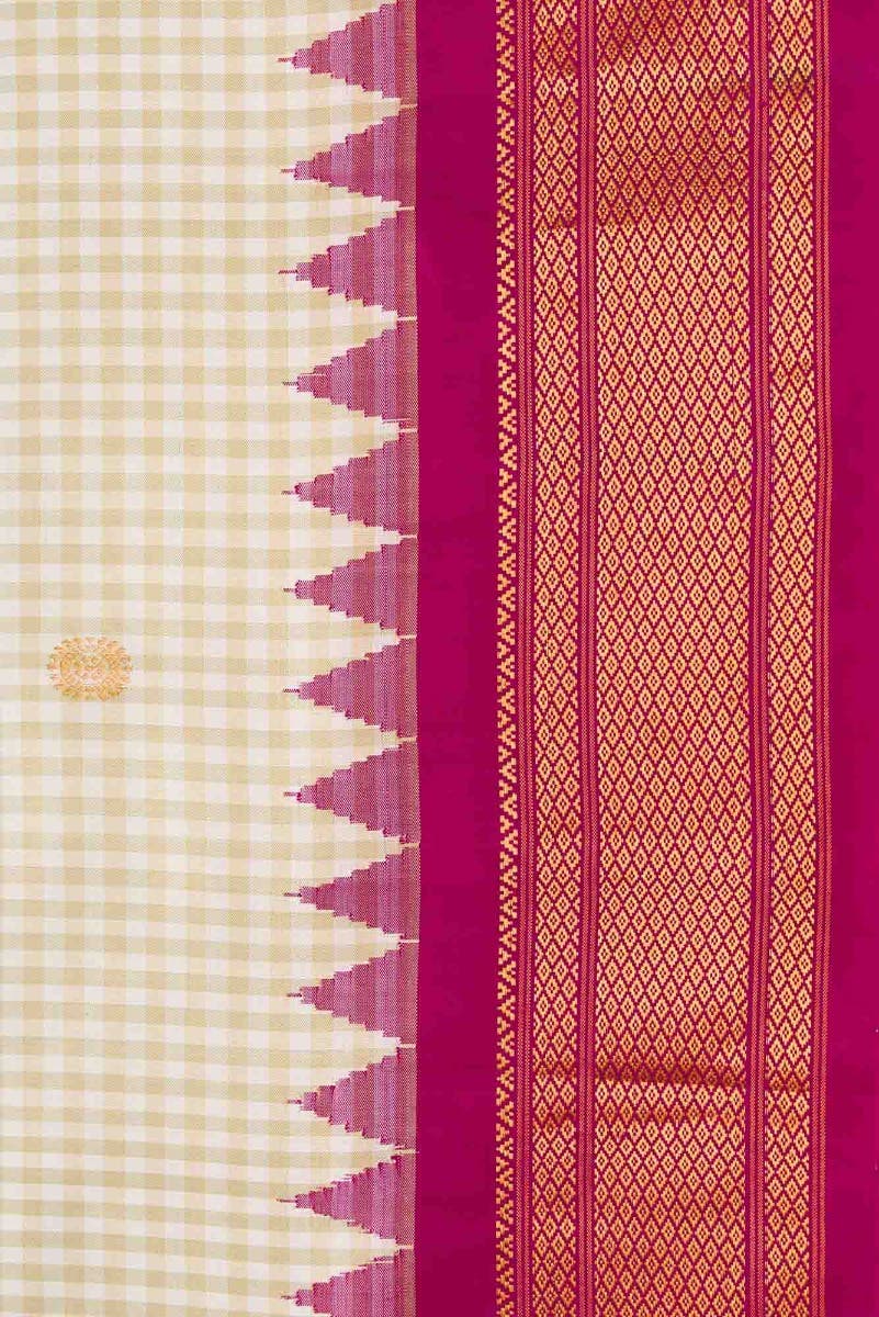 Off White Dual Tone Gadwal Silk Saree