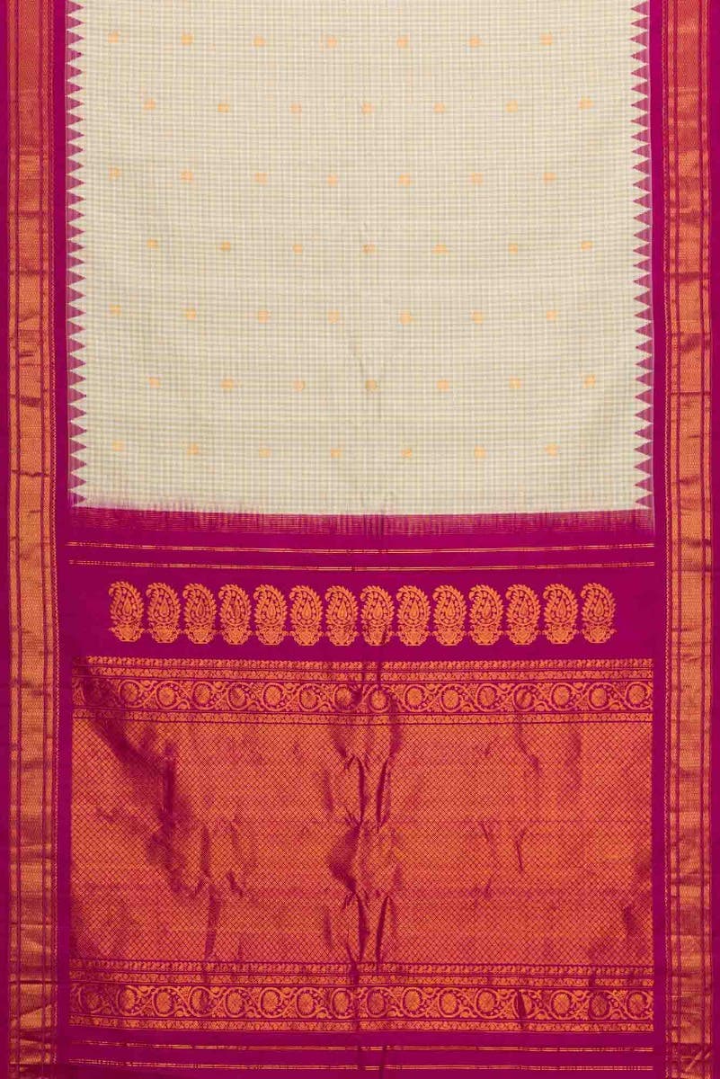 Off White Dual Tone Gadwal Silk Saree