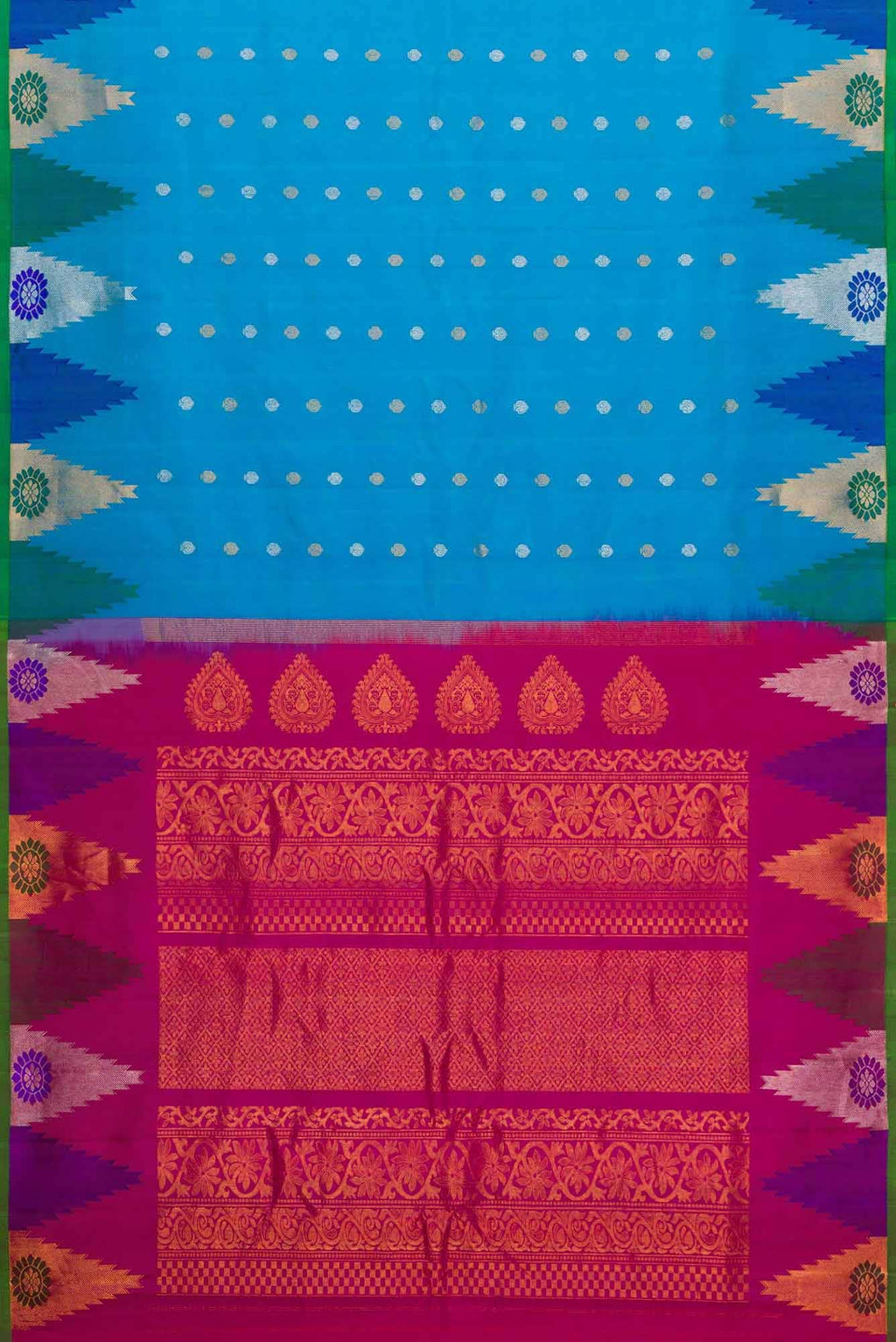 Sky Blue Dual Tone Gadwal Silk Saree