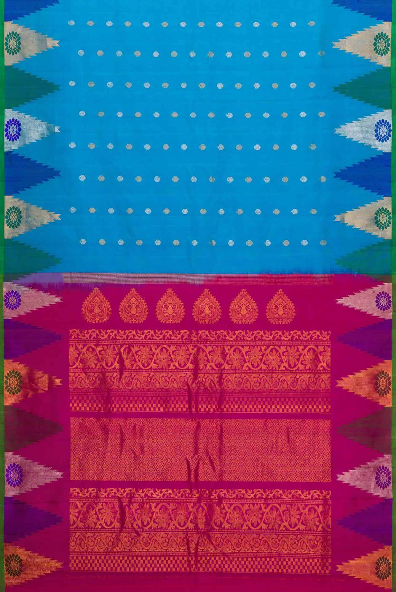 Sky Blue Dual Tone Gadwal Silk Saree