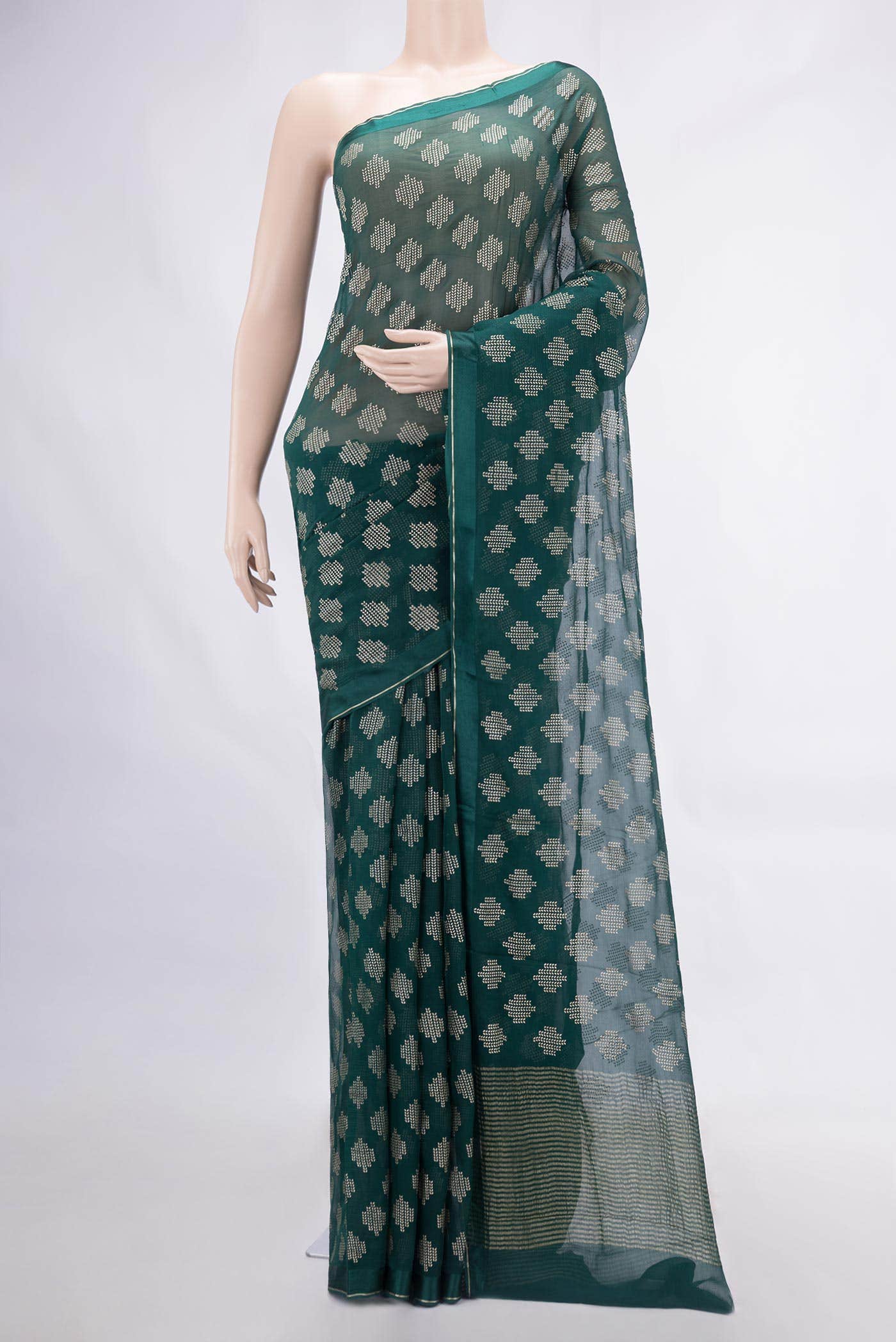 Green Dual Tone Mysore Chiffon Saree