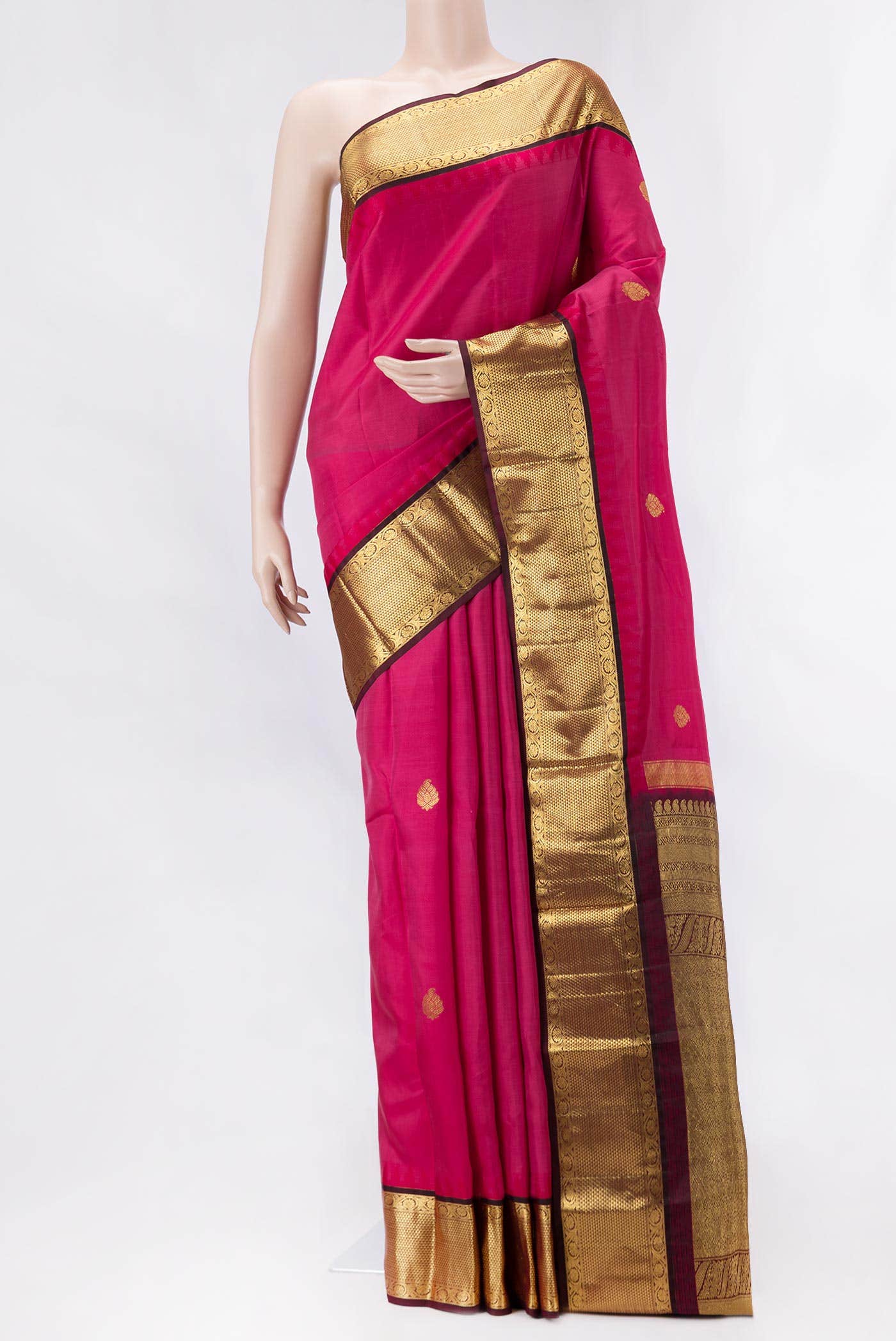 Pink Dual Tone Kanchipuram Silk Saree