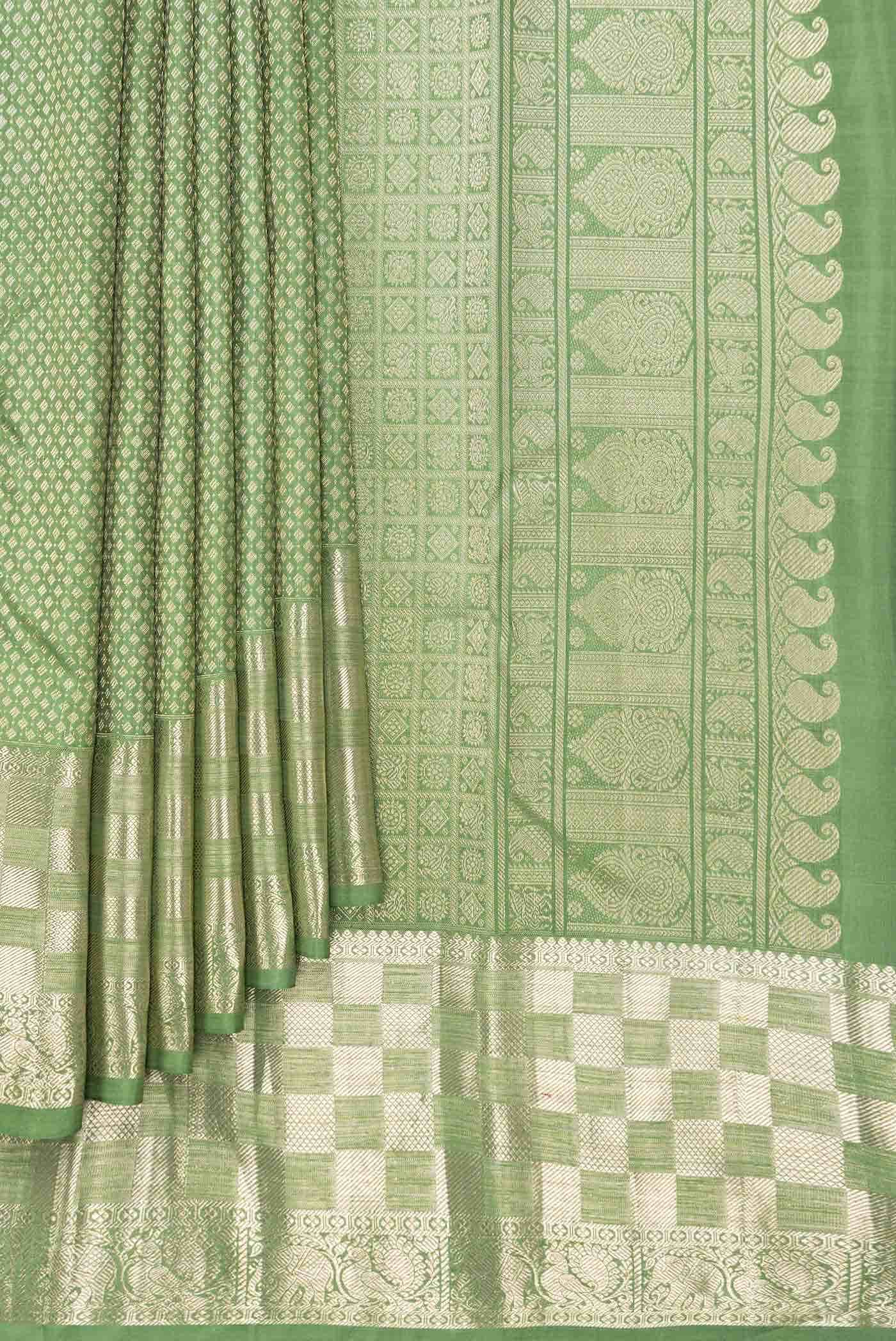 Green Dual Tone Kanchipuram Silk Saree
