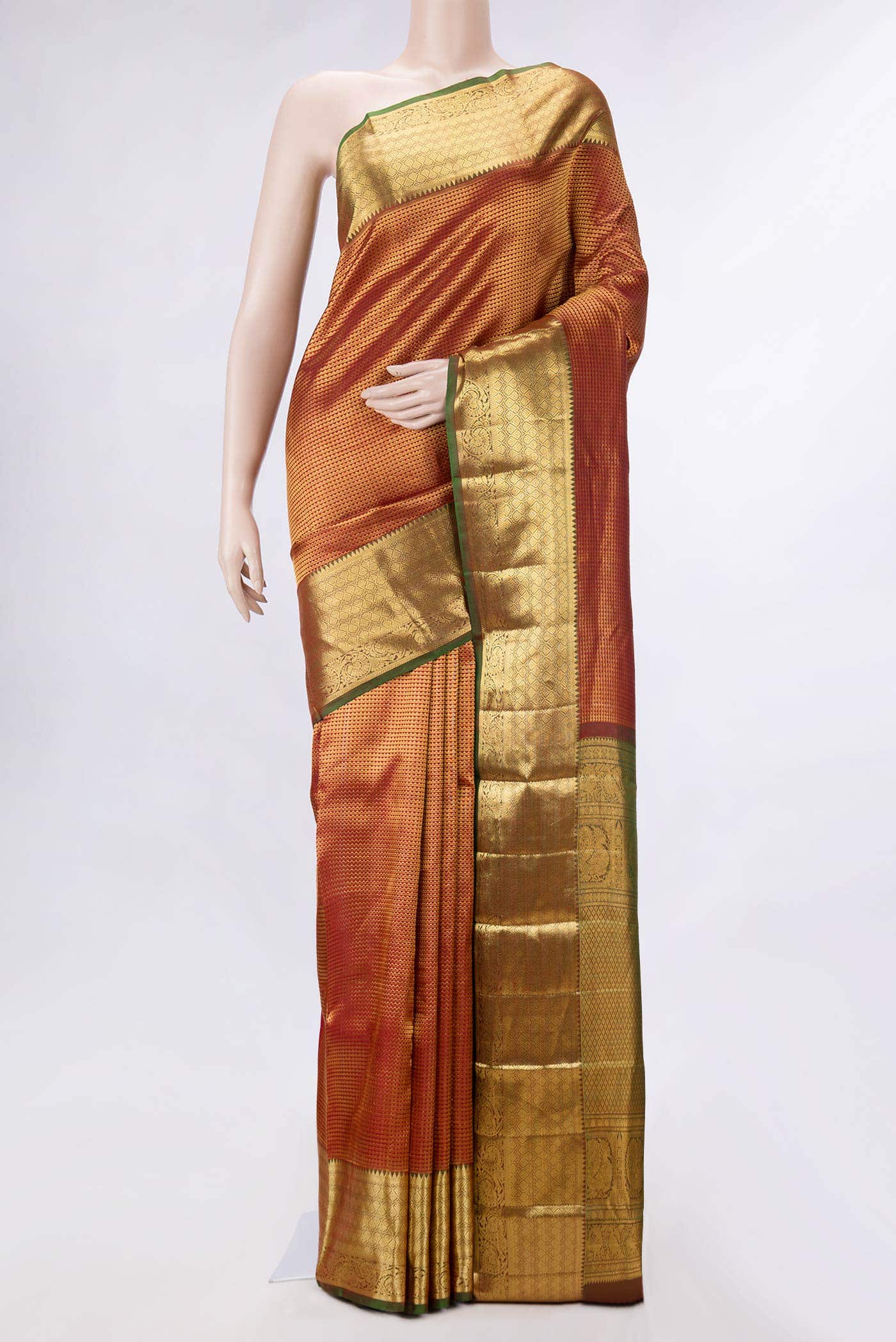 Maroon Dual Tone Kanchipuram Silk Saree