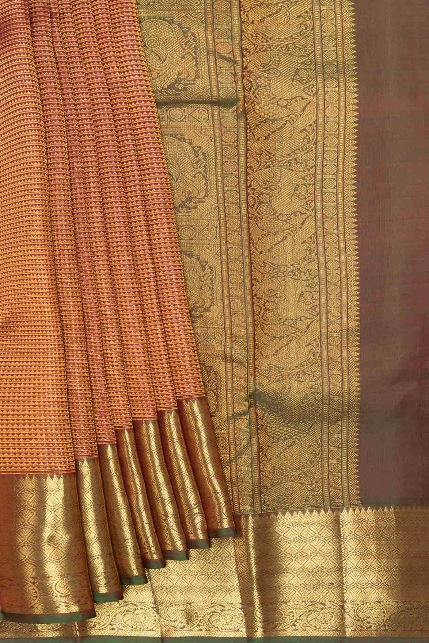 Maroon Dual Tone Kanchipuram Silk Saree