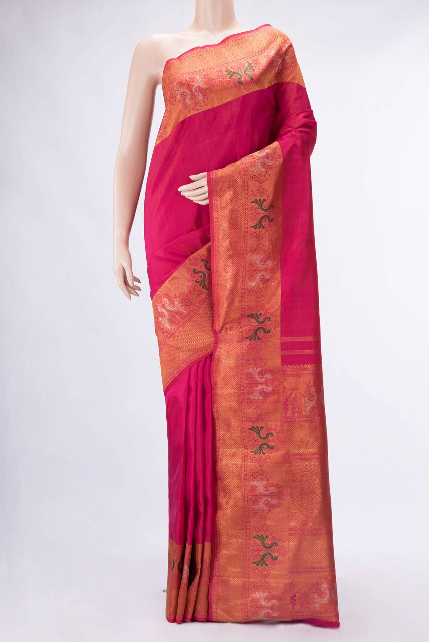 Dark Pink Dual Tone Kanchipuram Silk Saree