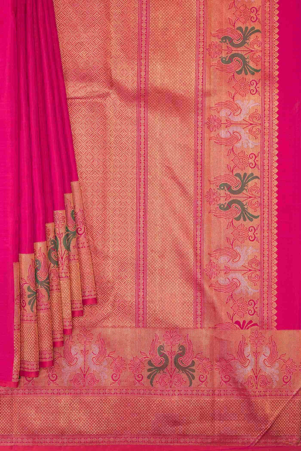 Dark Pink Dual Tone Kanchipuram Silk Saree