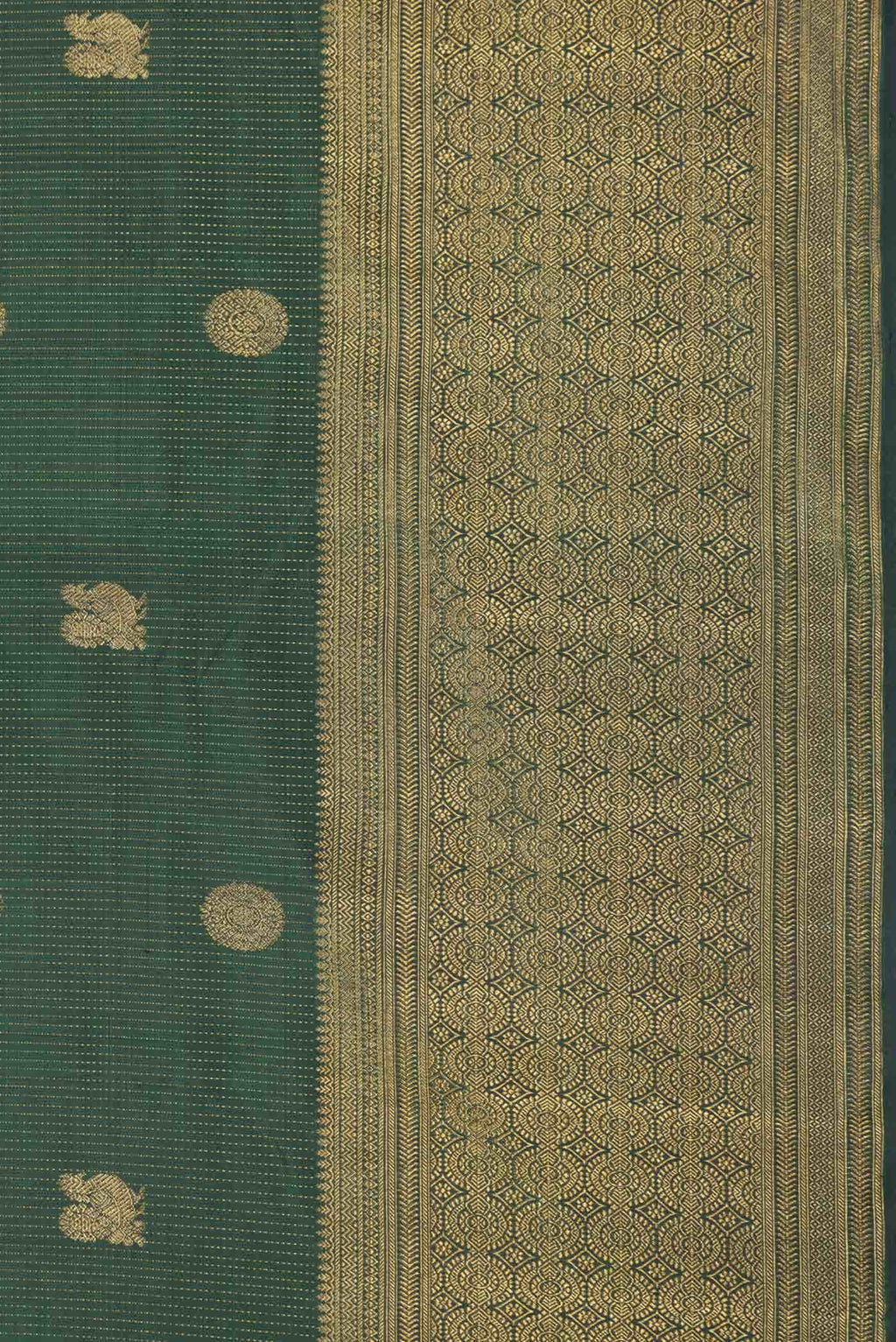 Bottle Green Dual Tone Kanchipuram Silk Saree