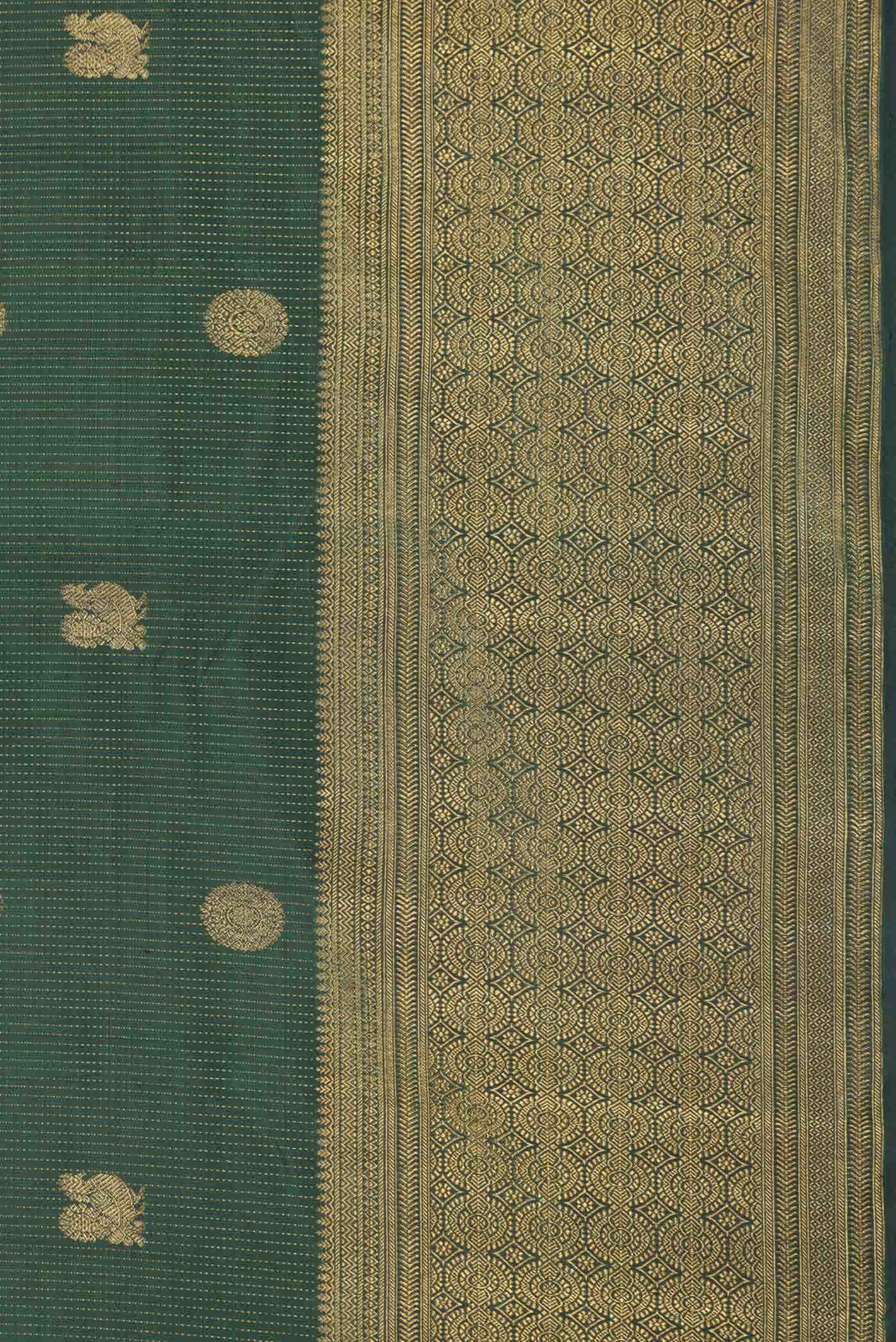 Bottle Green Dual Tone Kanchipuram Silk Saree