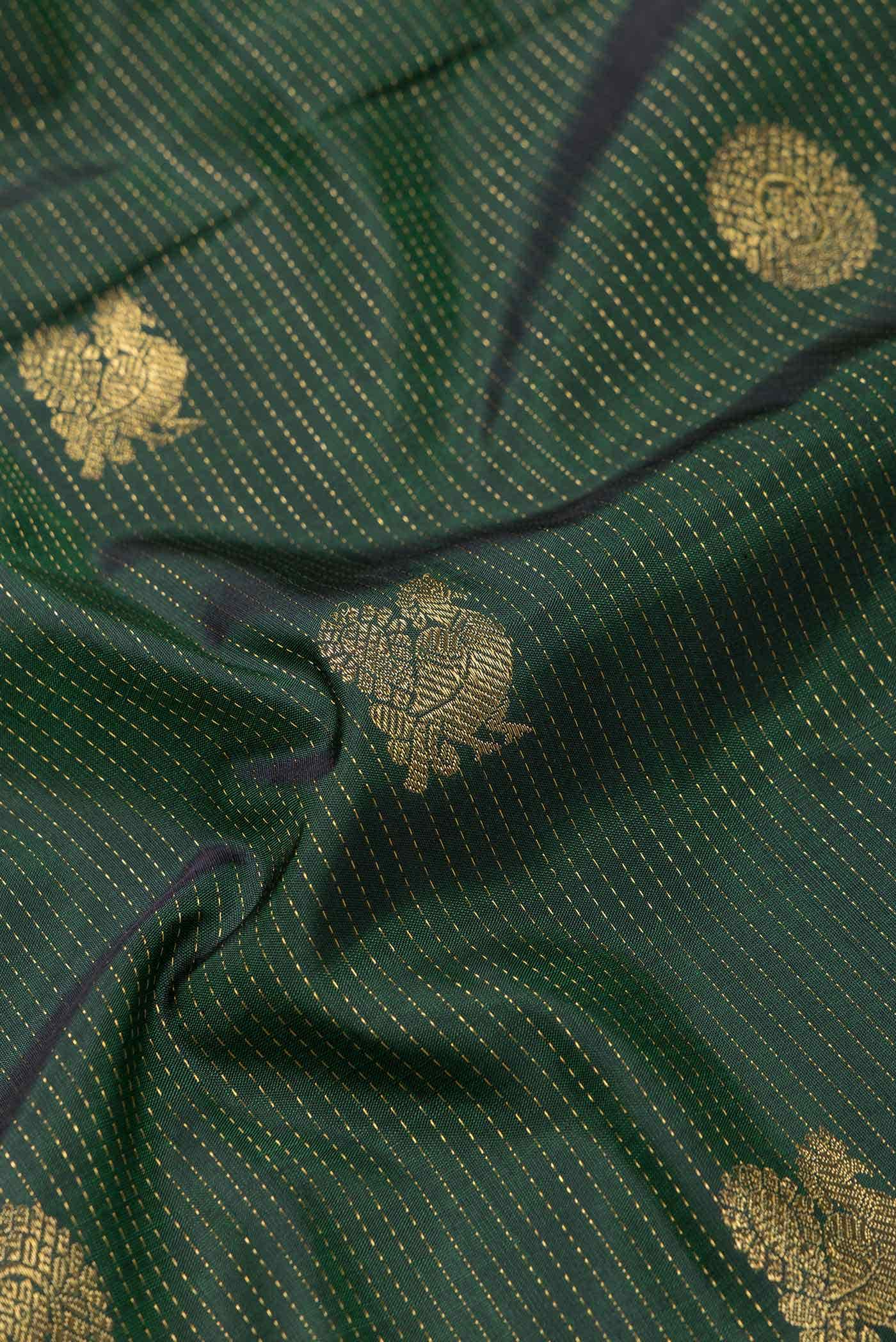 Bottle Green Dual Tone Kanchipuram Silk Saree