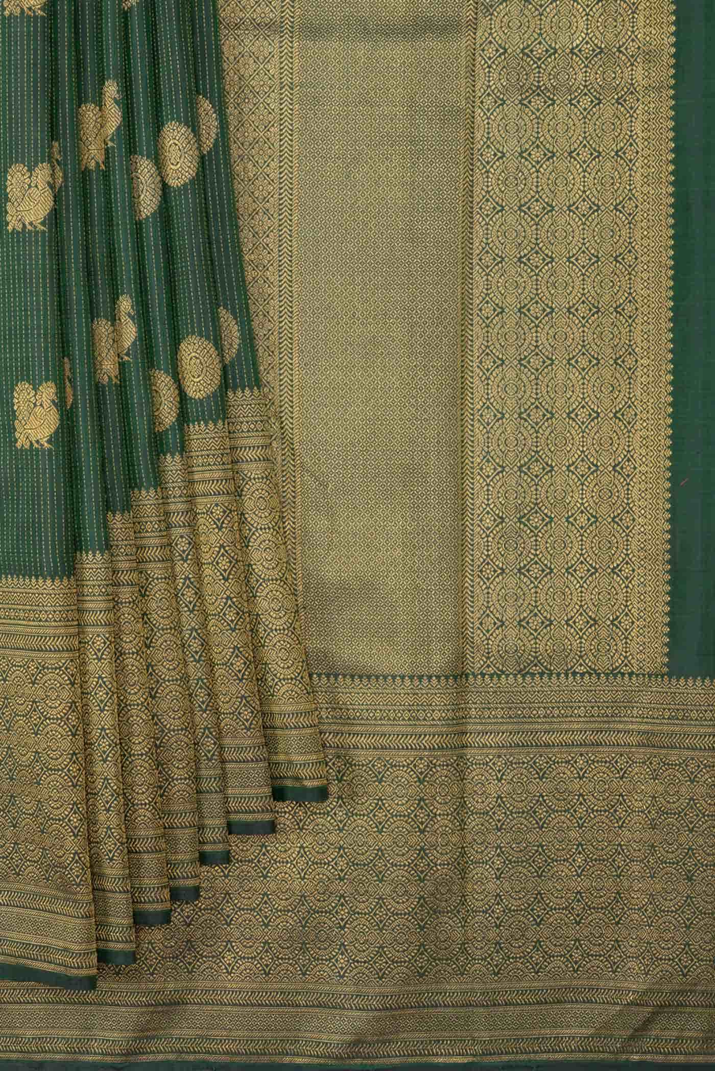 Bottle Green Dual Tone Kanchipuram Silk Saree