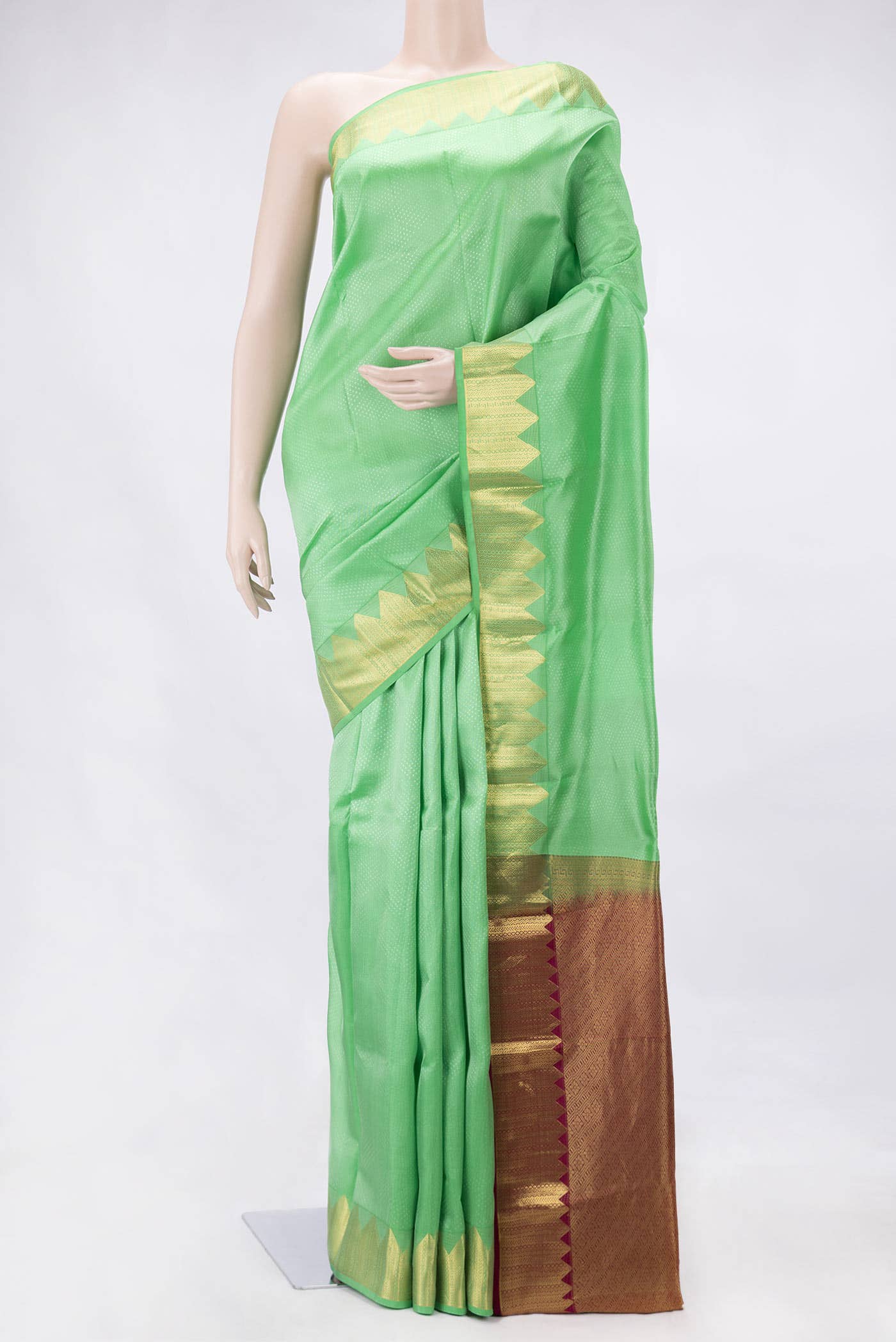 Parrot Green Dual Tone Kanchipuram Silk Saree