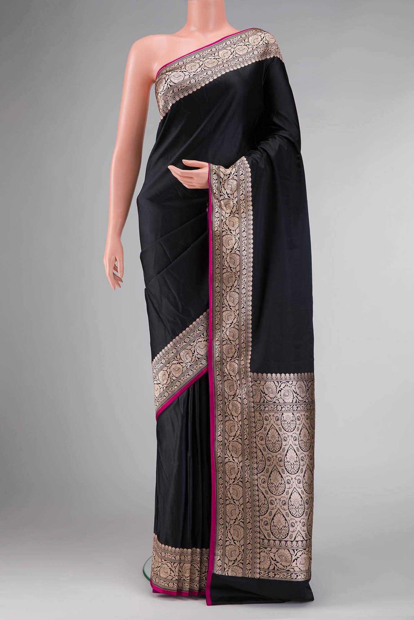 Black Dual Tone Blended Banarasi Silk Saree