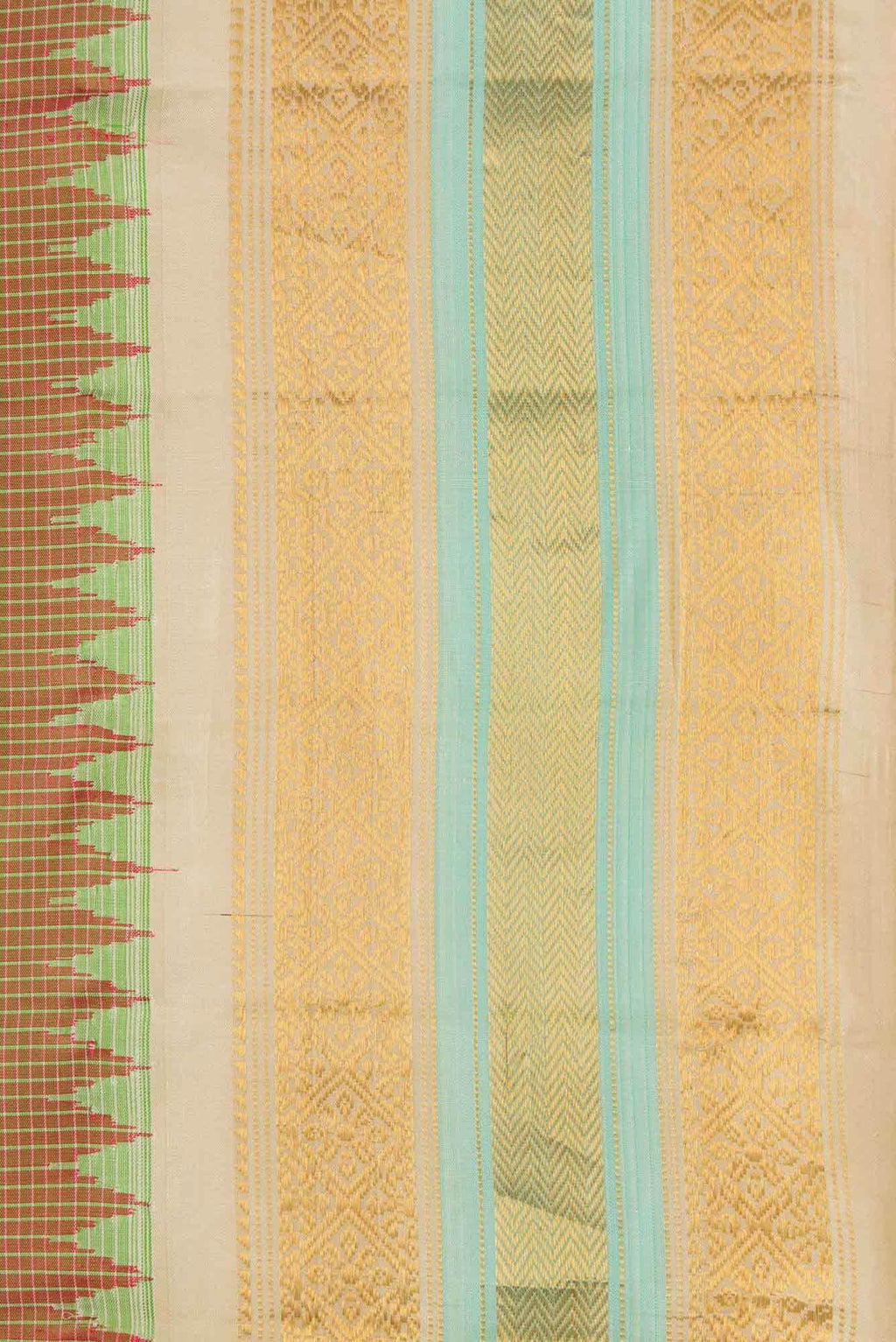 Pink and Green Dual Tone Gadwal Silk Saree