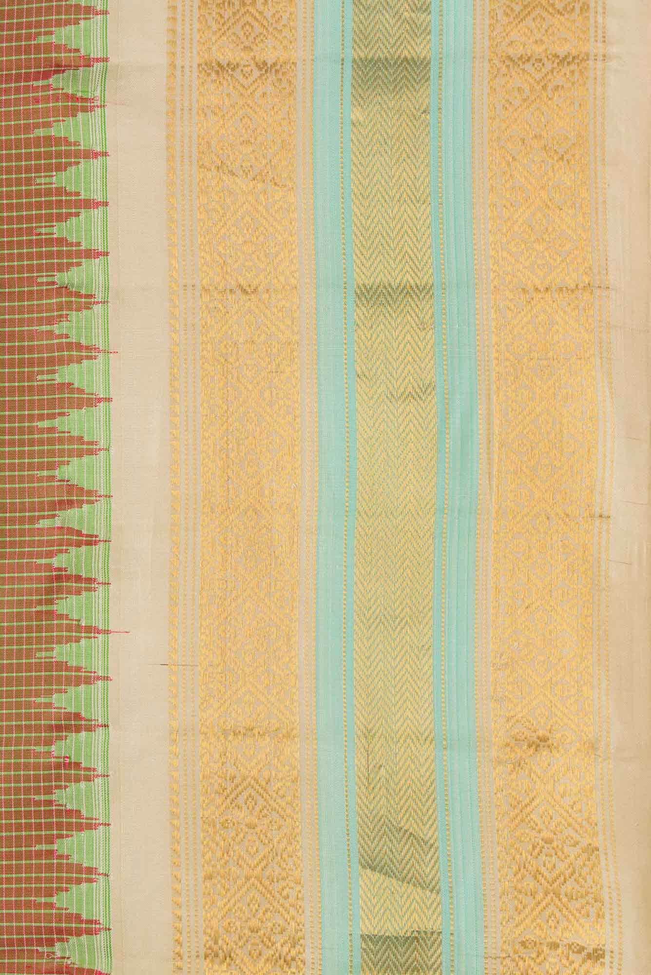Pink and Green Dual Tone Gadwal Silk Saree