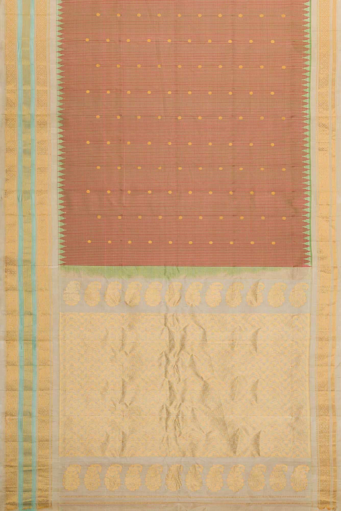 Pink and Green Dual Tone Gadwal Silk Saree