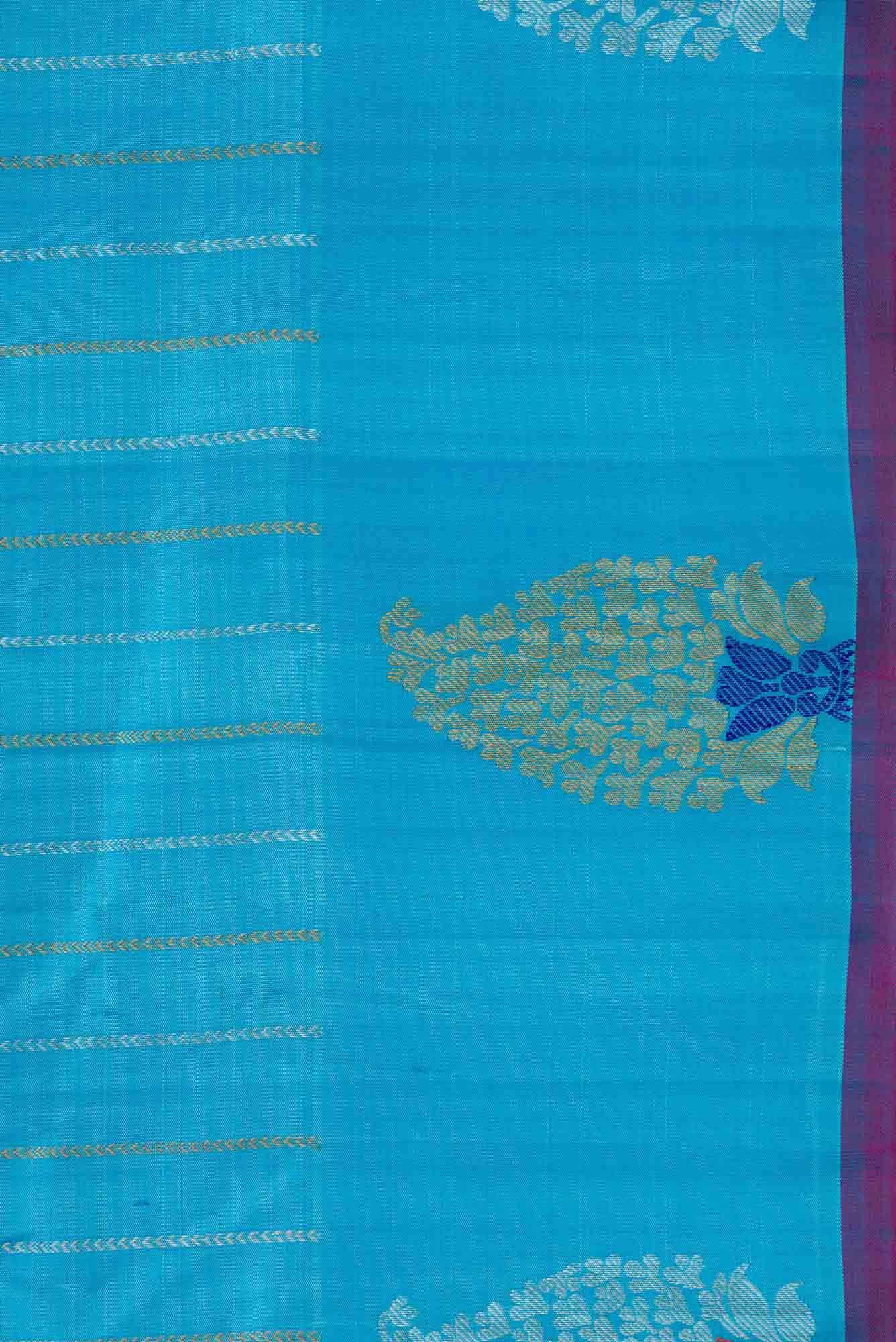 Sky Blue Dual Tone Gadwal Silk Saree