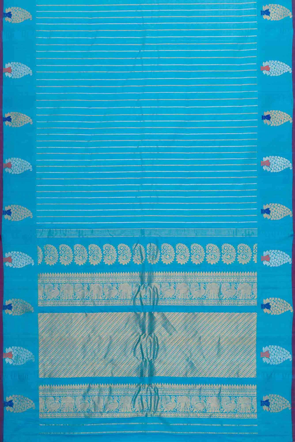 Sky Blue Dual Tone Gadwal Silk Saree