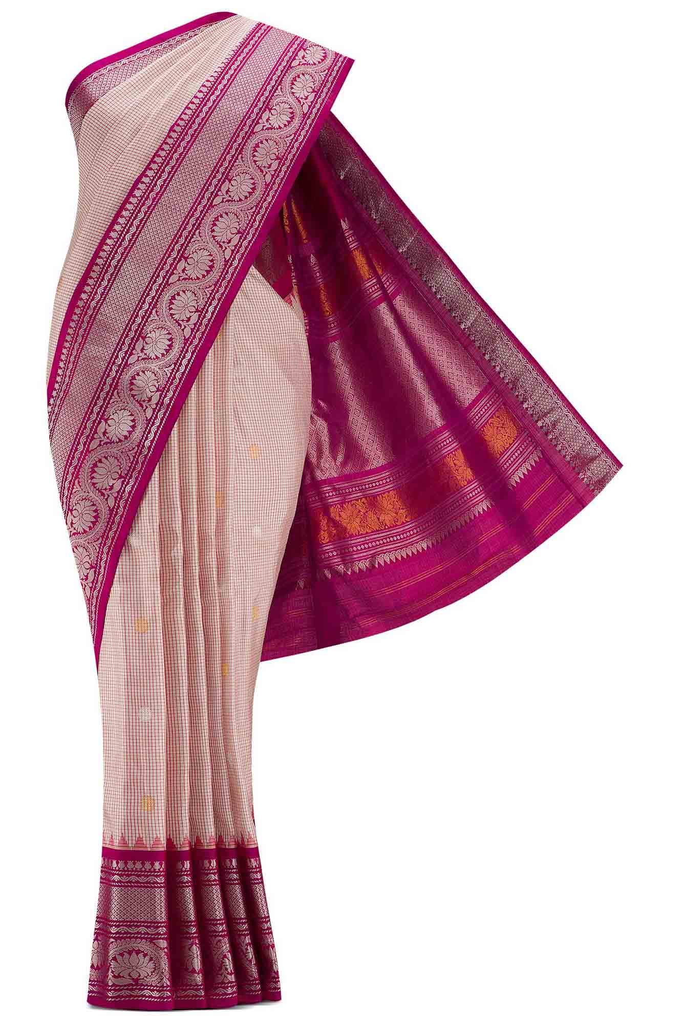 Beige Dual Tone Gadwal Silk Saree