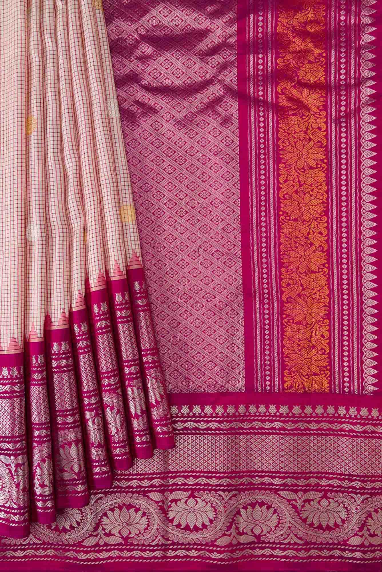 Beige Dual Tone Gadwal Silk Saree
