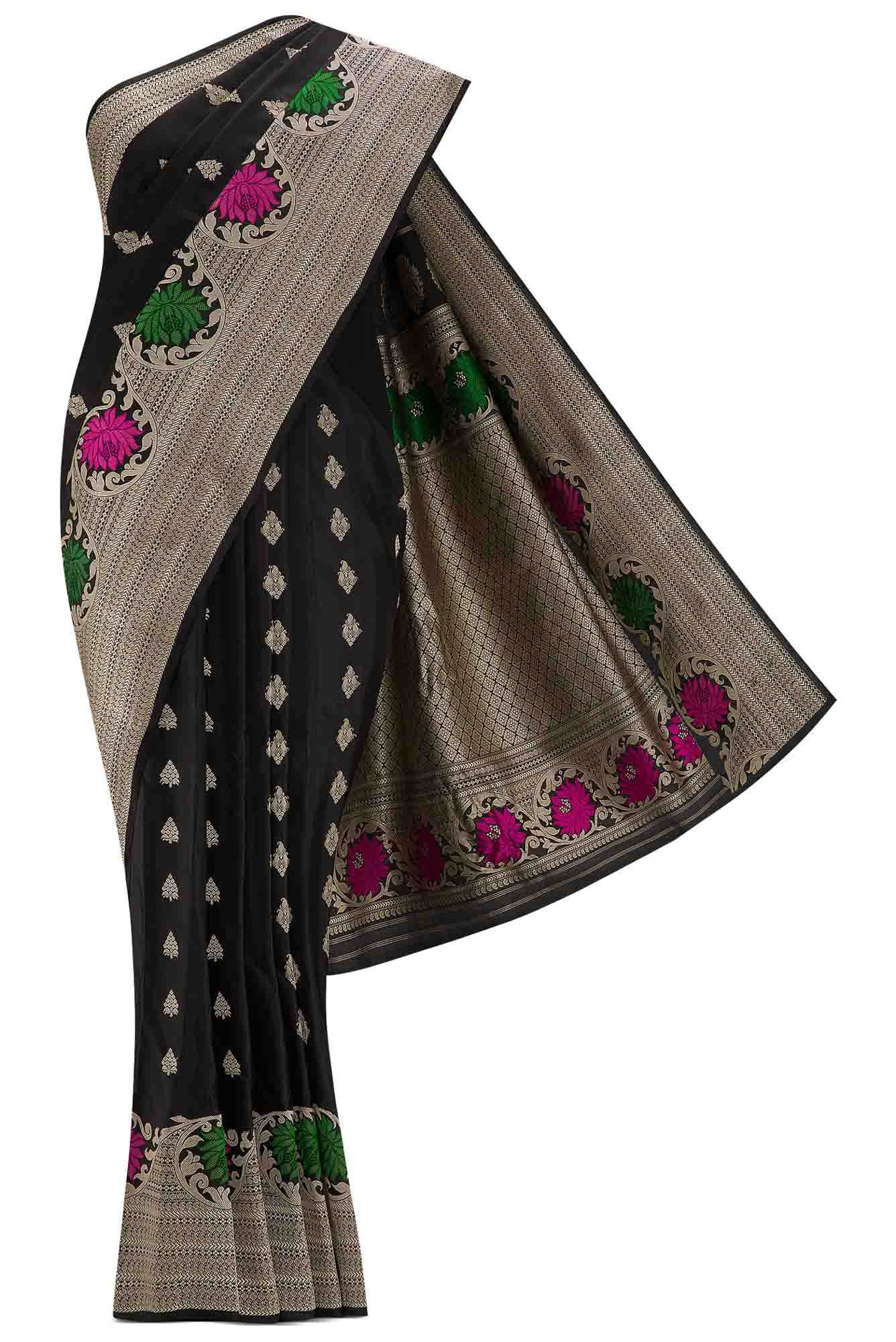 Black Dual Tone Gadwal Silk Saree