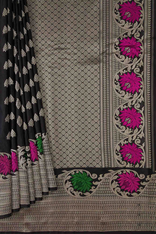 Black Dual Tone Gadwal Silk Saree