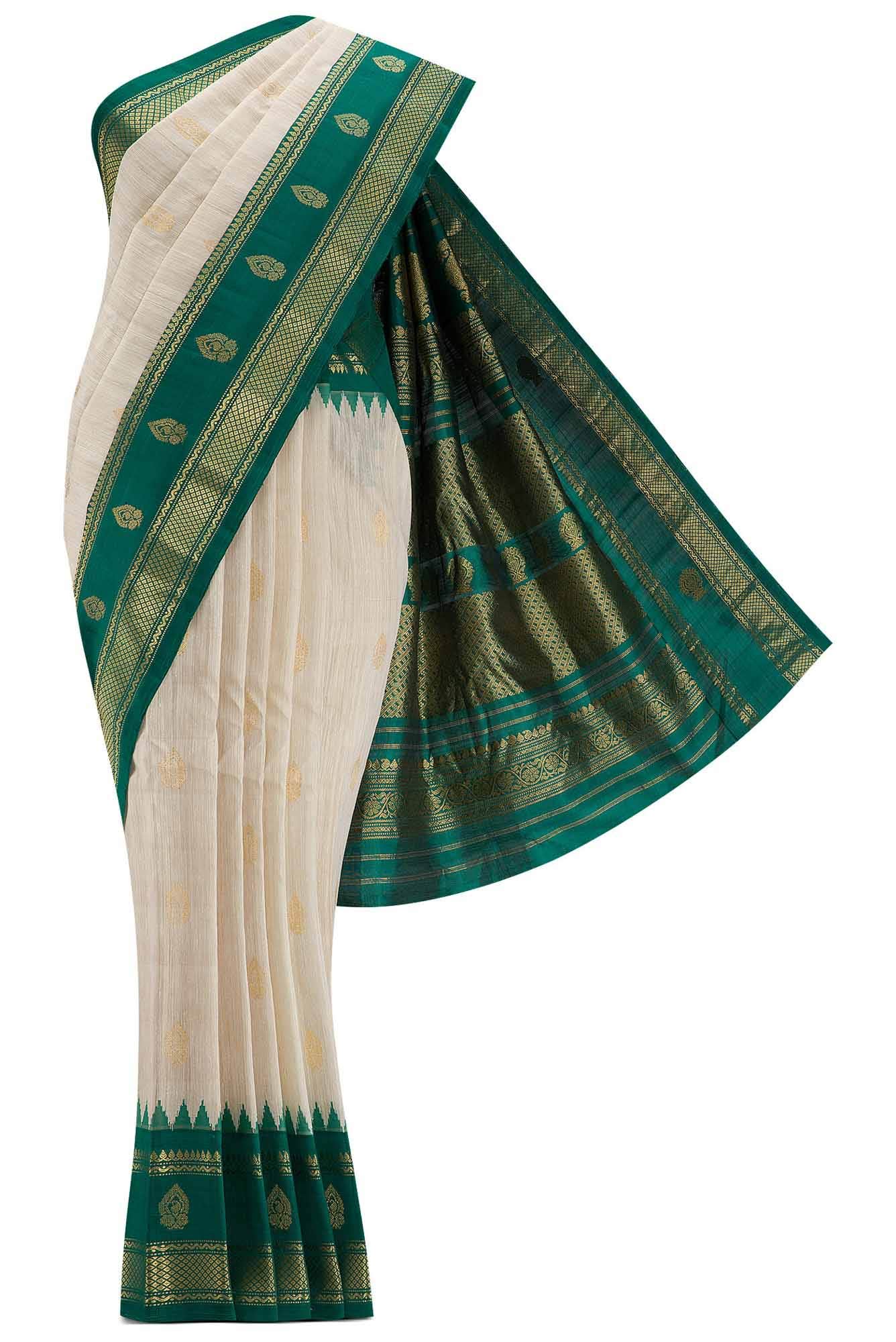 Off White Dual Tone Jute Silk Saree