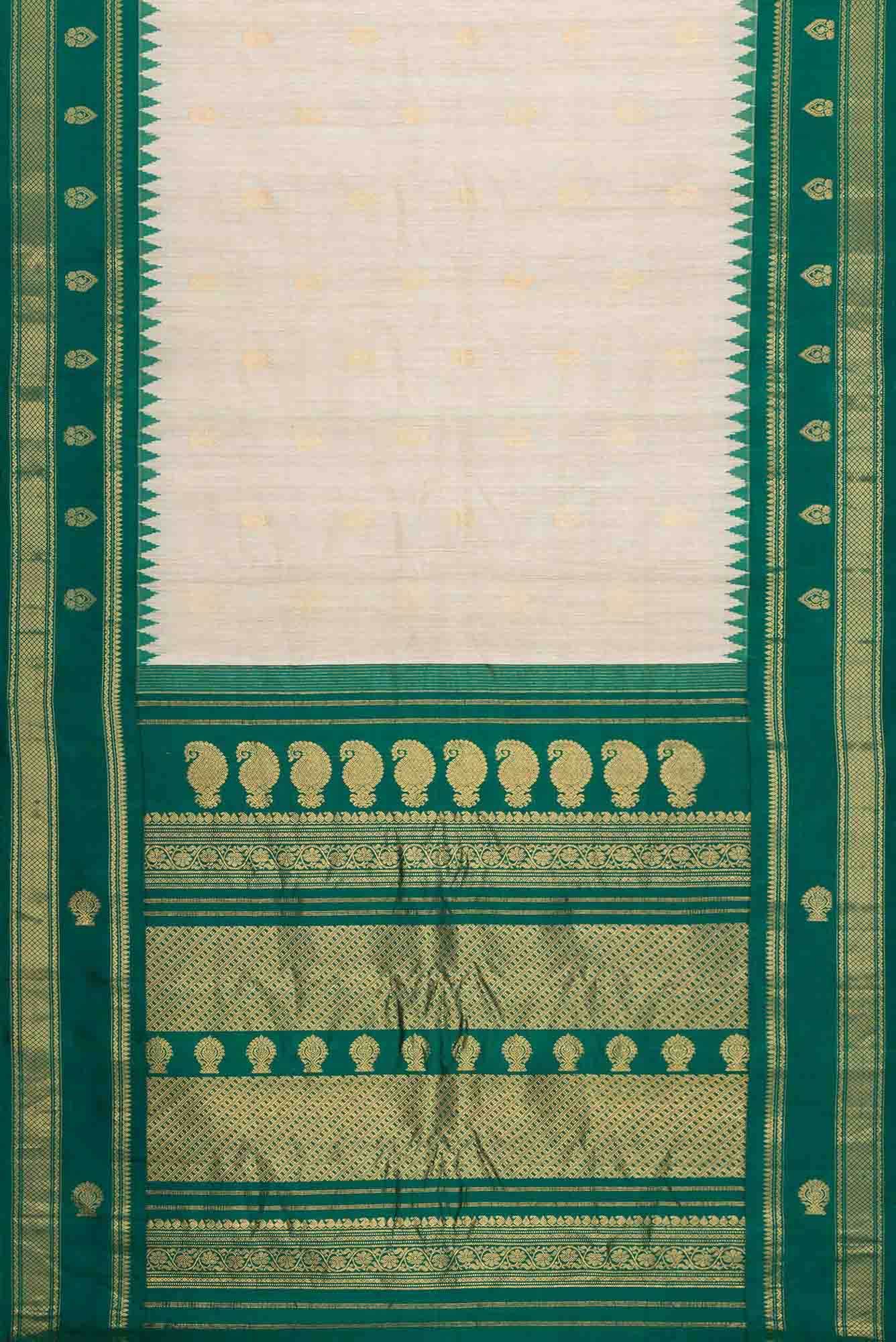 Off White Dual Tone Jute Silk Saree