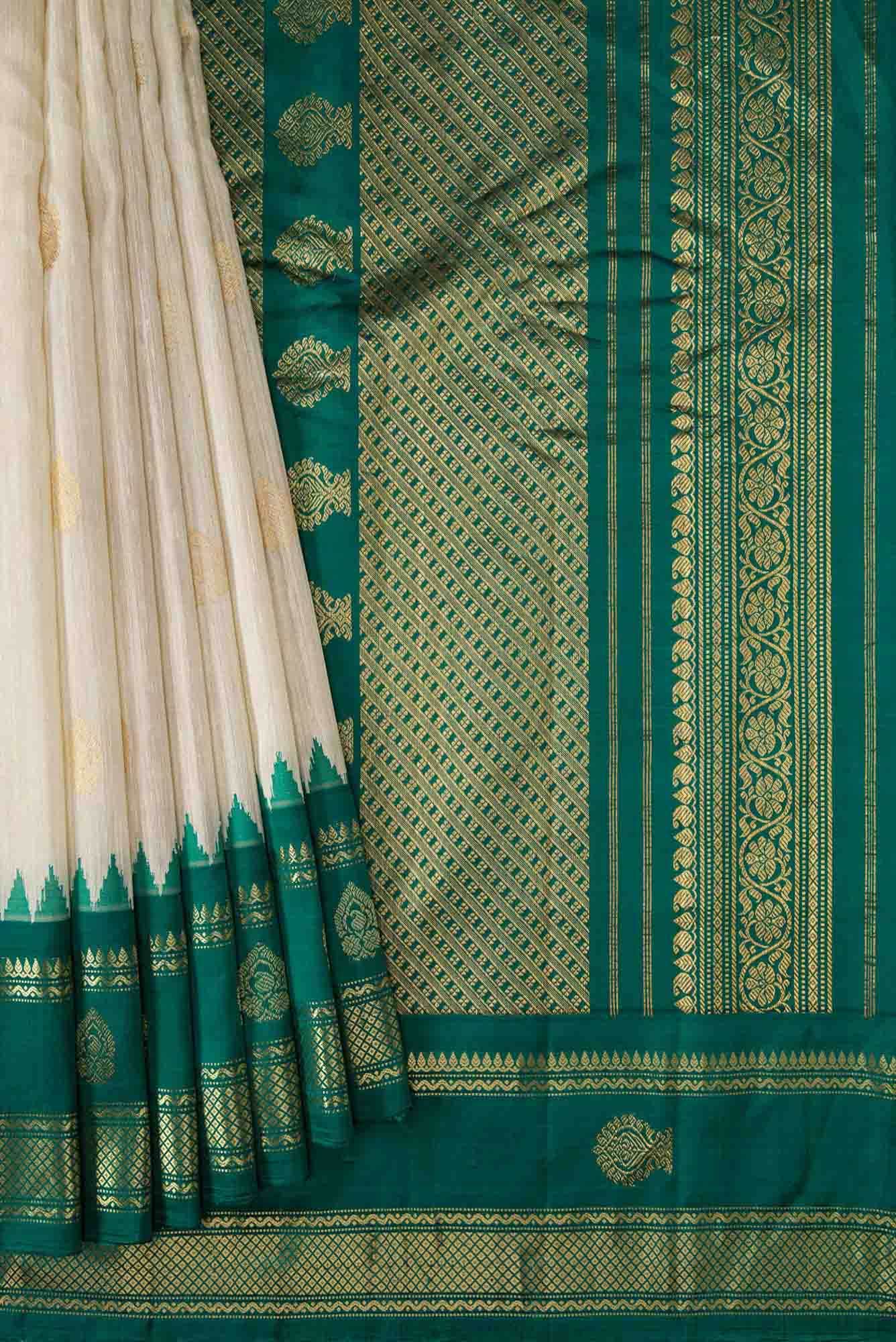 Off White Dual Tone Jute Silk Saree