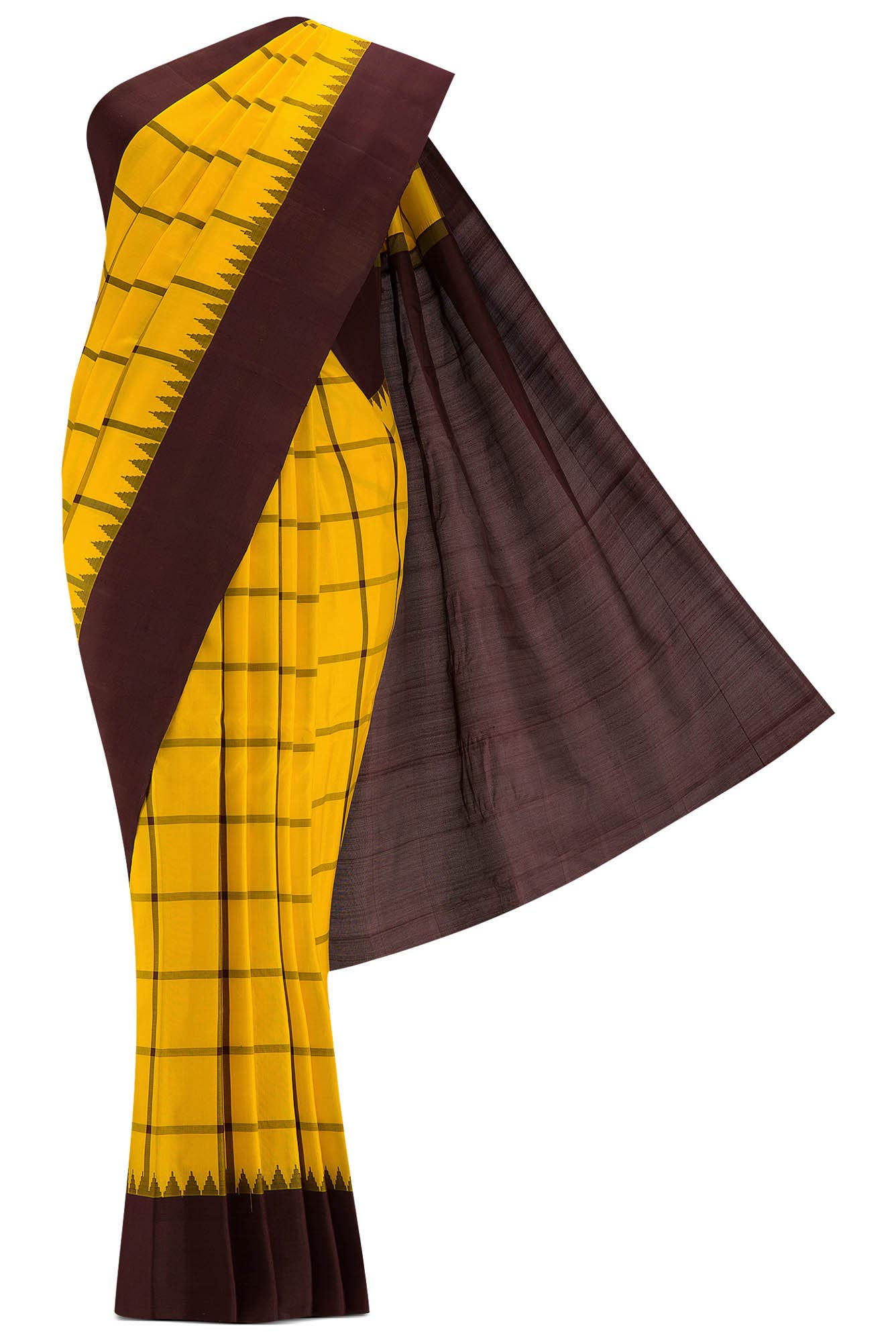 Yellow Dual Tone Gadwal Silk Saree