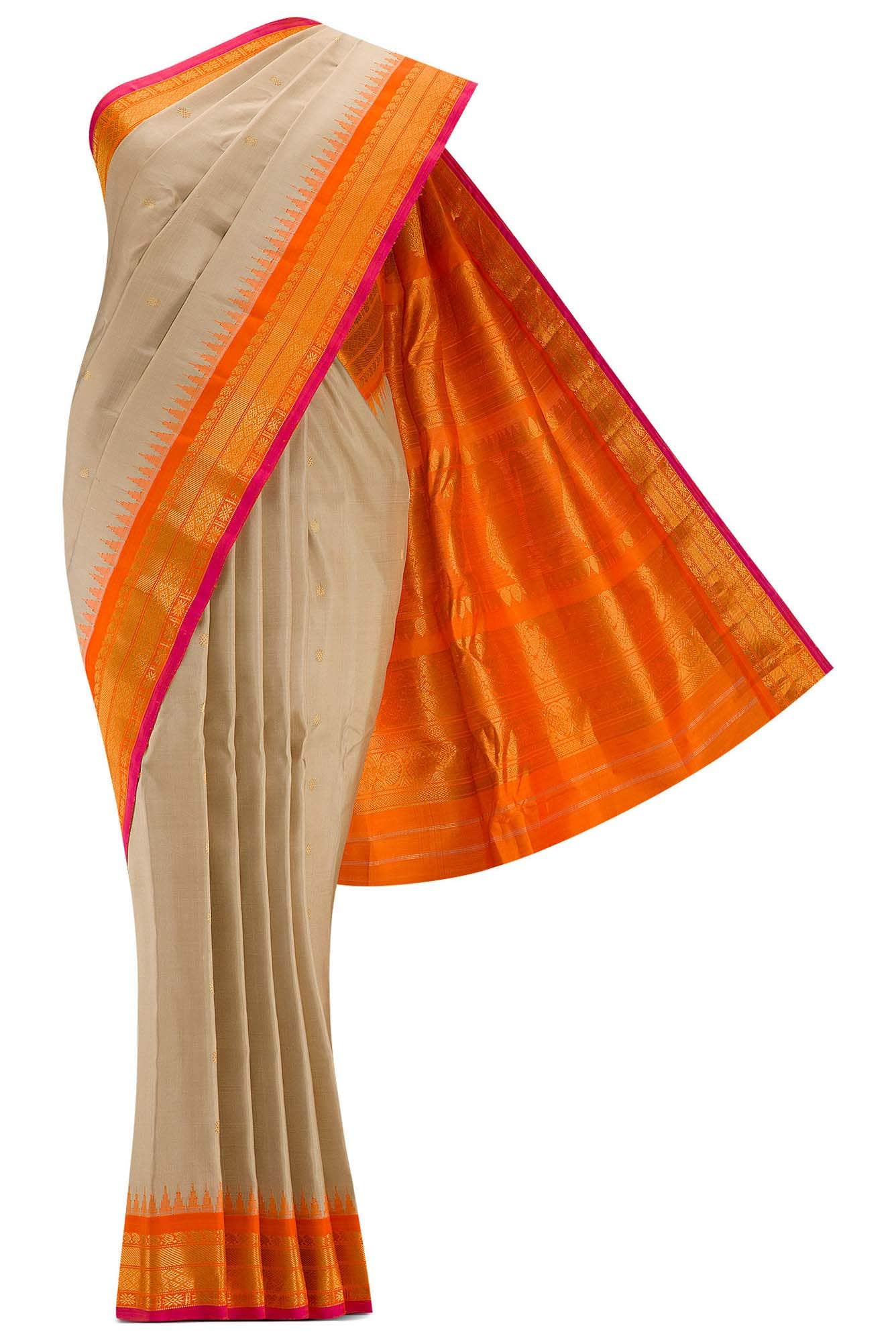 Beige Dual Tone Gadwal Silk Saree