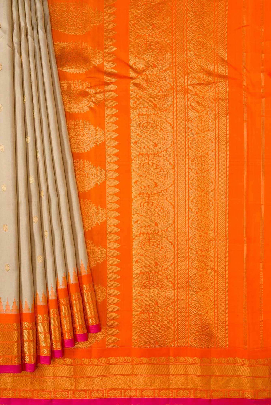 Beige Dual Tone Gadwal Silk Saree