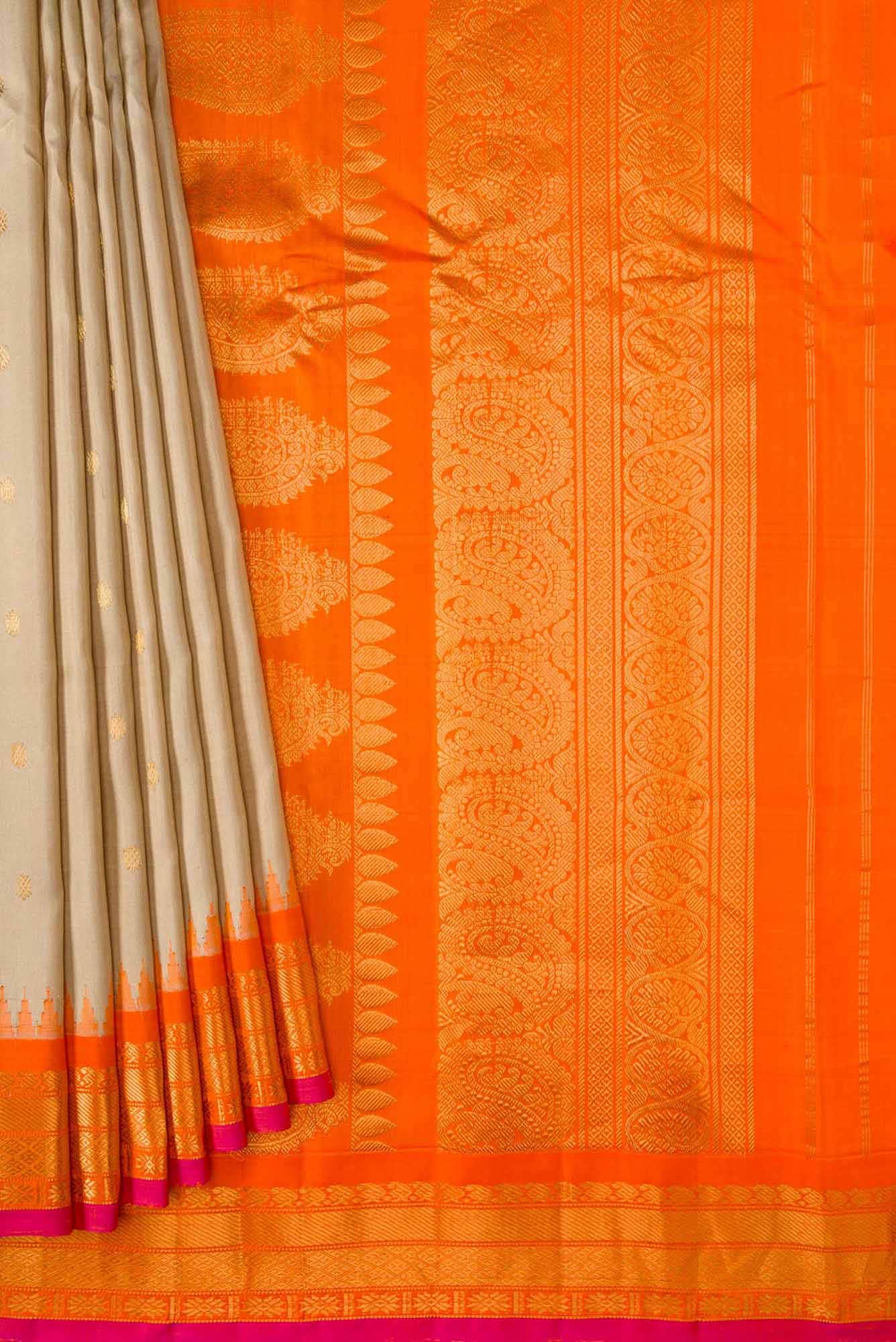 Beige Dual Tone Gadwal Silk Saree