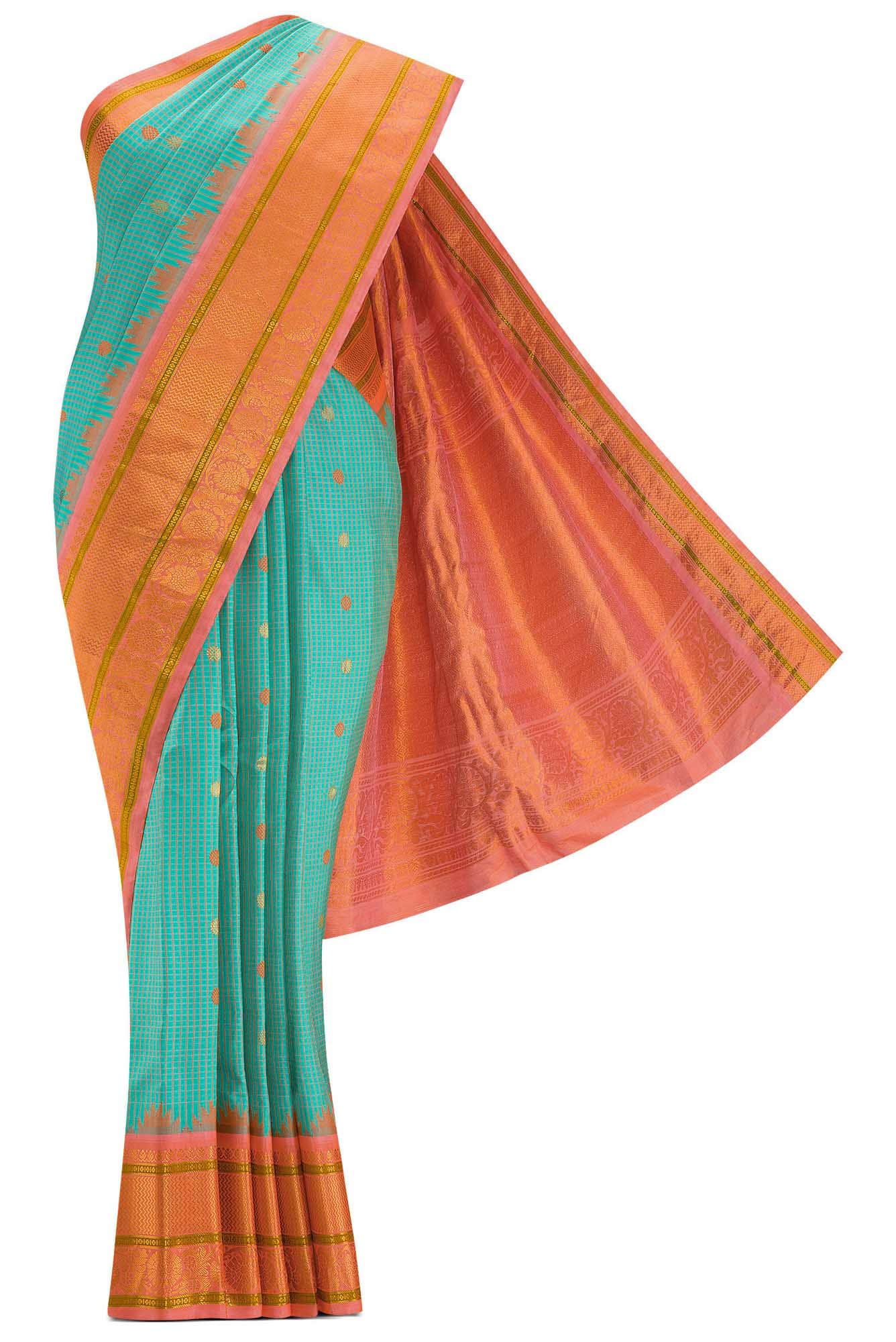 Blue Dual Tone Gadwal Silk Saree
